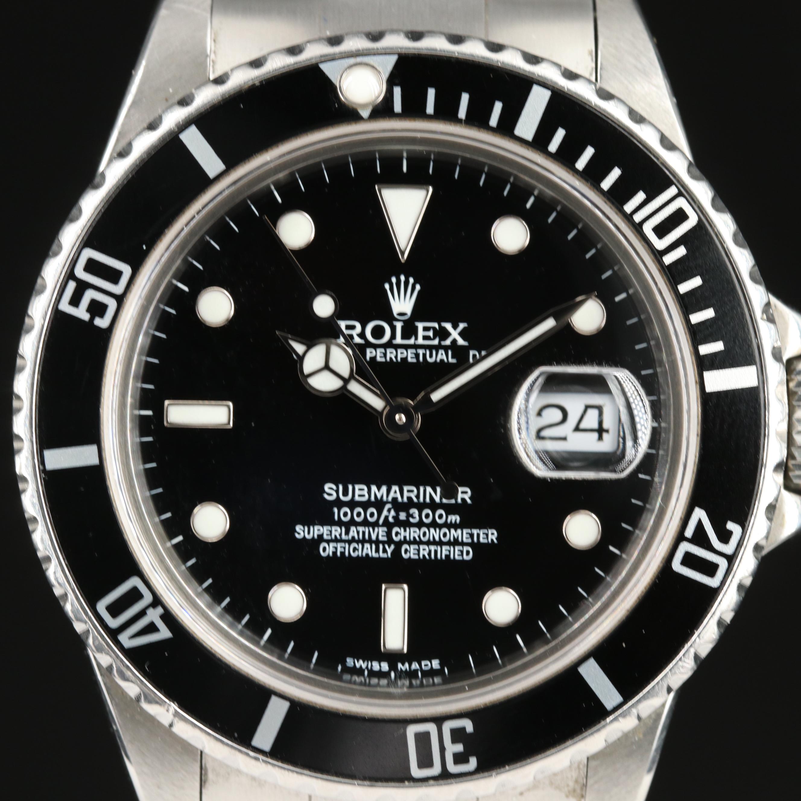 1984 Rolex Submariner Date Stainless Steel Automatic Watch