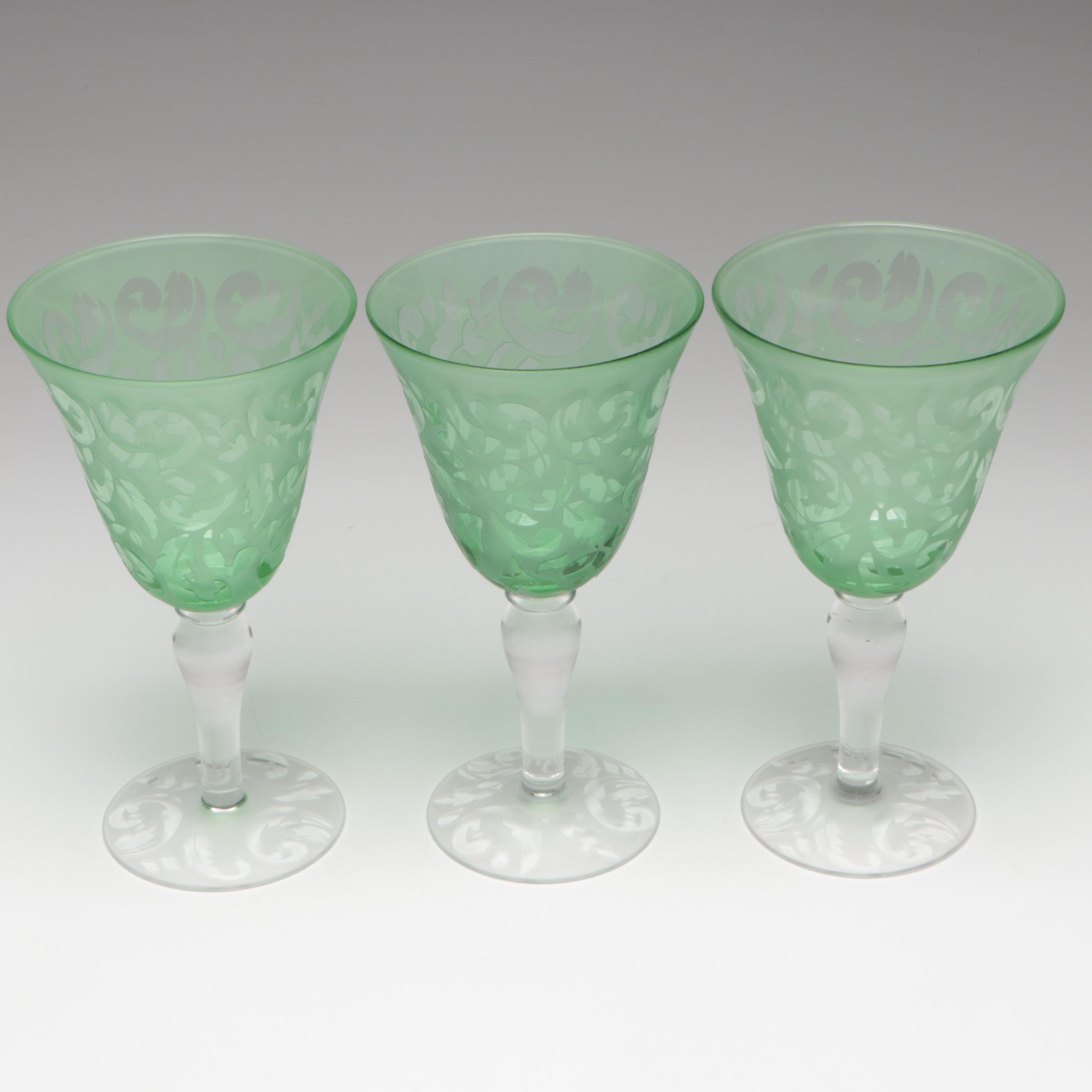 Baroque Style Frosted Glass Water Goblets