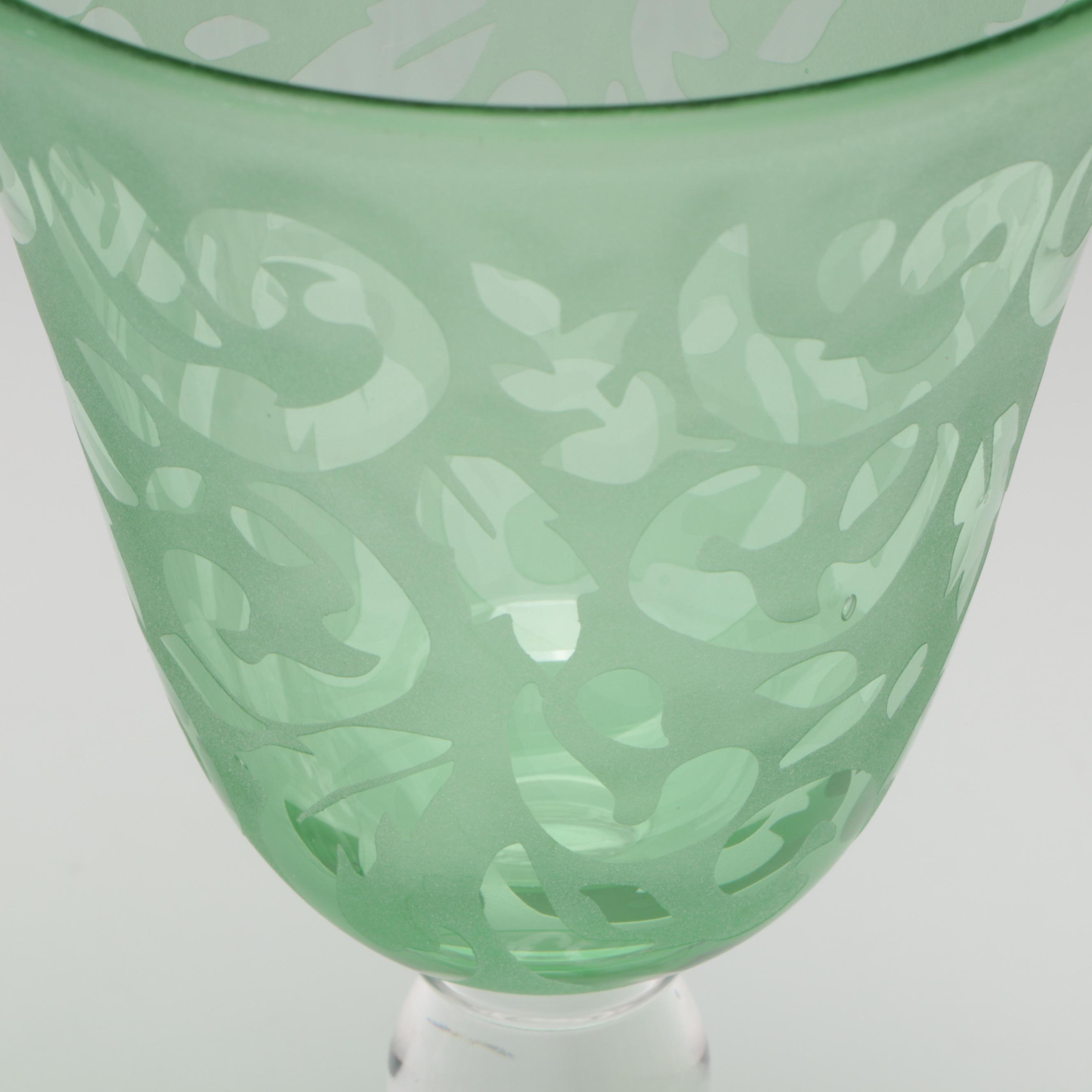 Baroque Style Frosted Glass Water Goblets