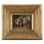 Franz Meunier Oil Painting of Family Singing Together, Early 20th Century