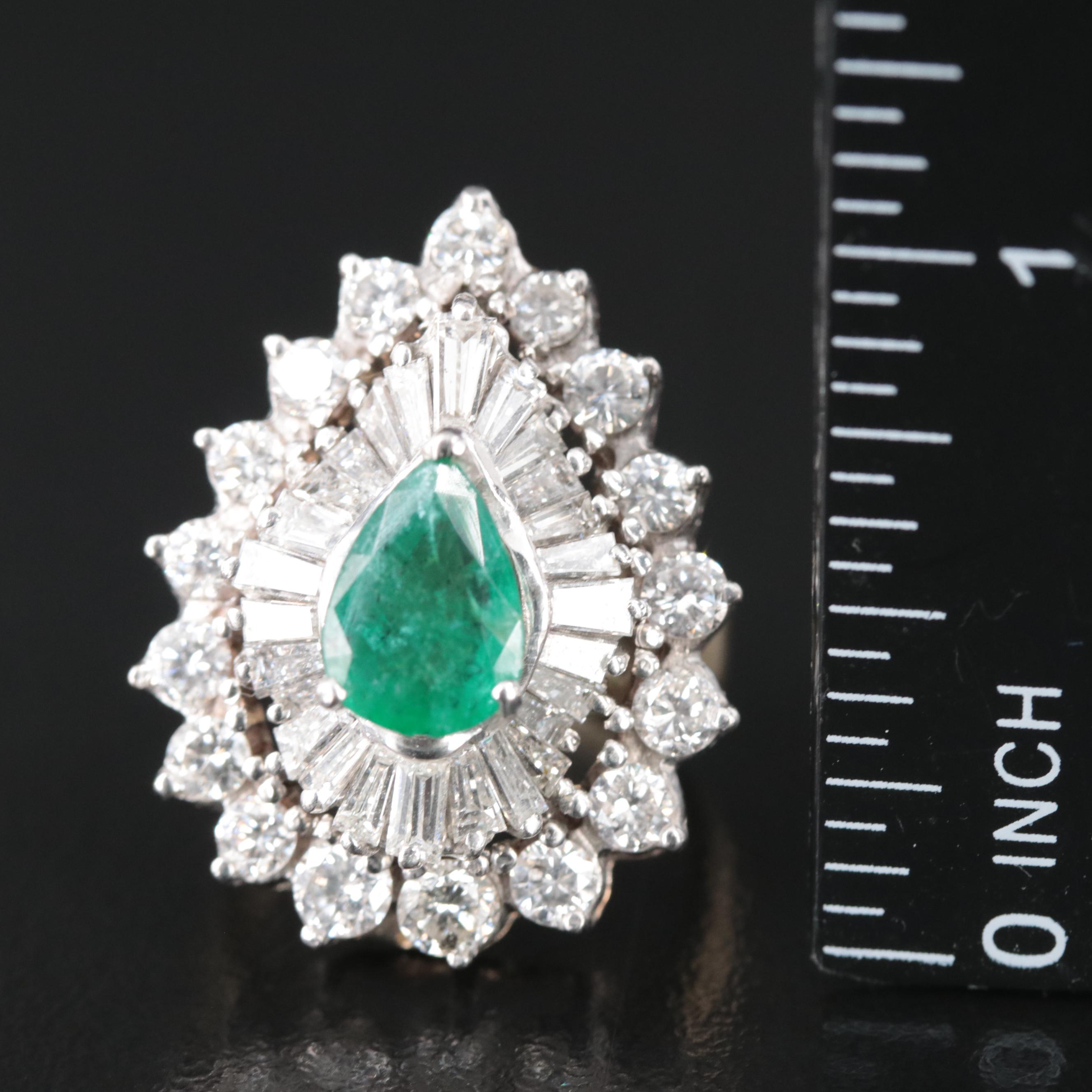 14K 1.20 CT Emerald and 3.51 CTW Diamond Ballerina Ring