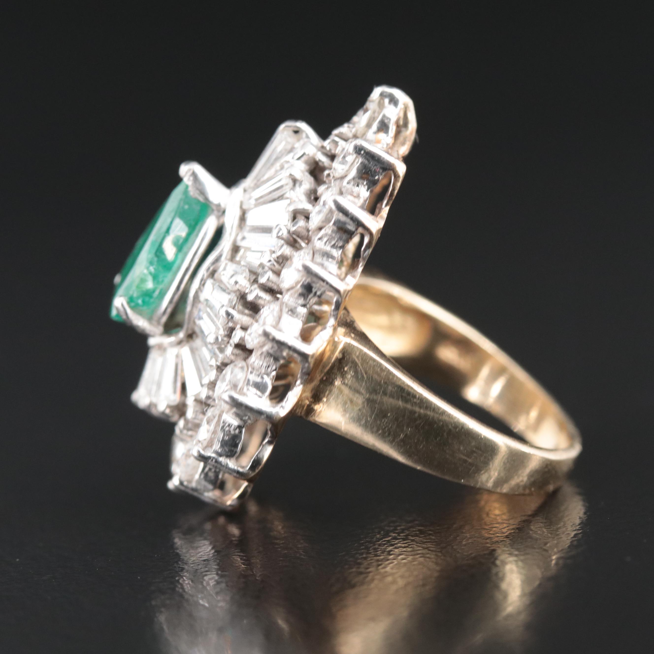 14K 1.20 CT Emerald and 3.51 CTW Diamond Ballerina Ring