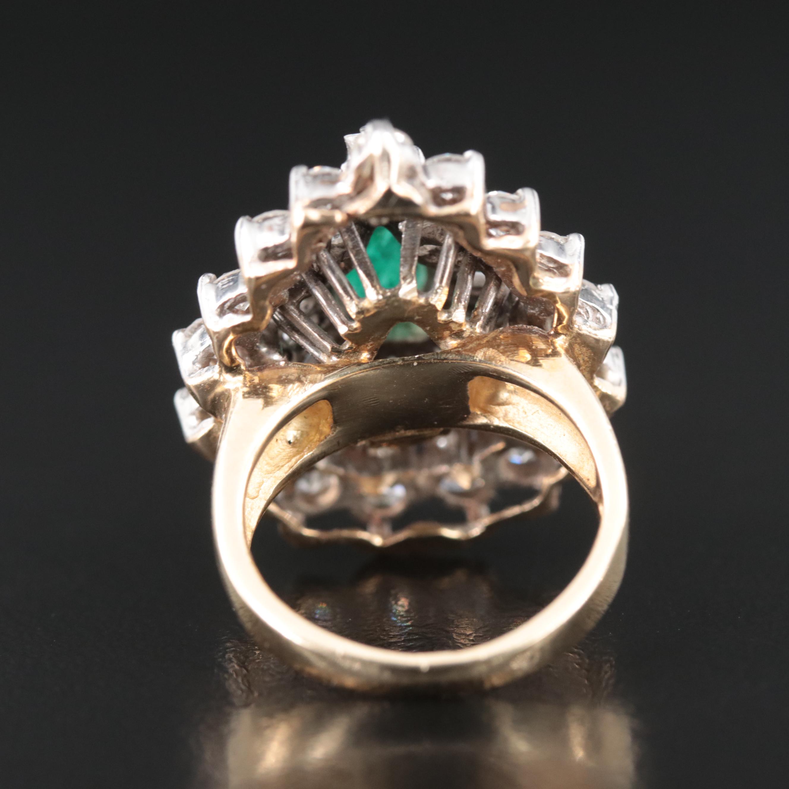 14K 1.20 CT Emerald and 3.51 CTW Diamond Ballerina Ring
