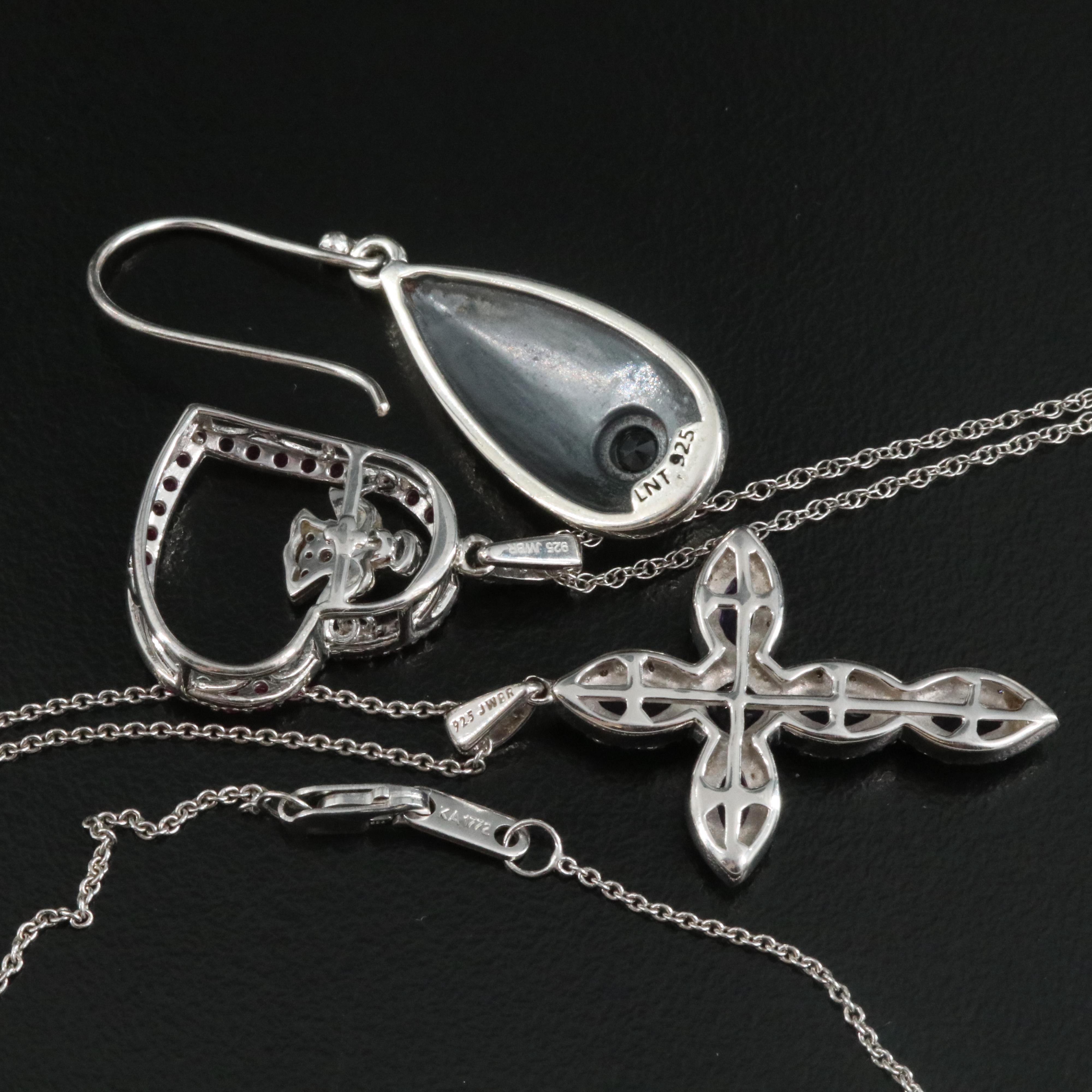 Sterling Gemstone Assortment Including Ruby and Amethyst