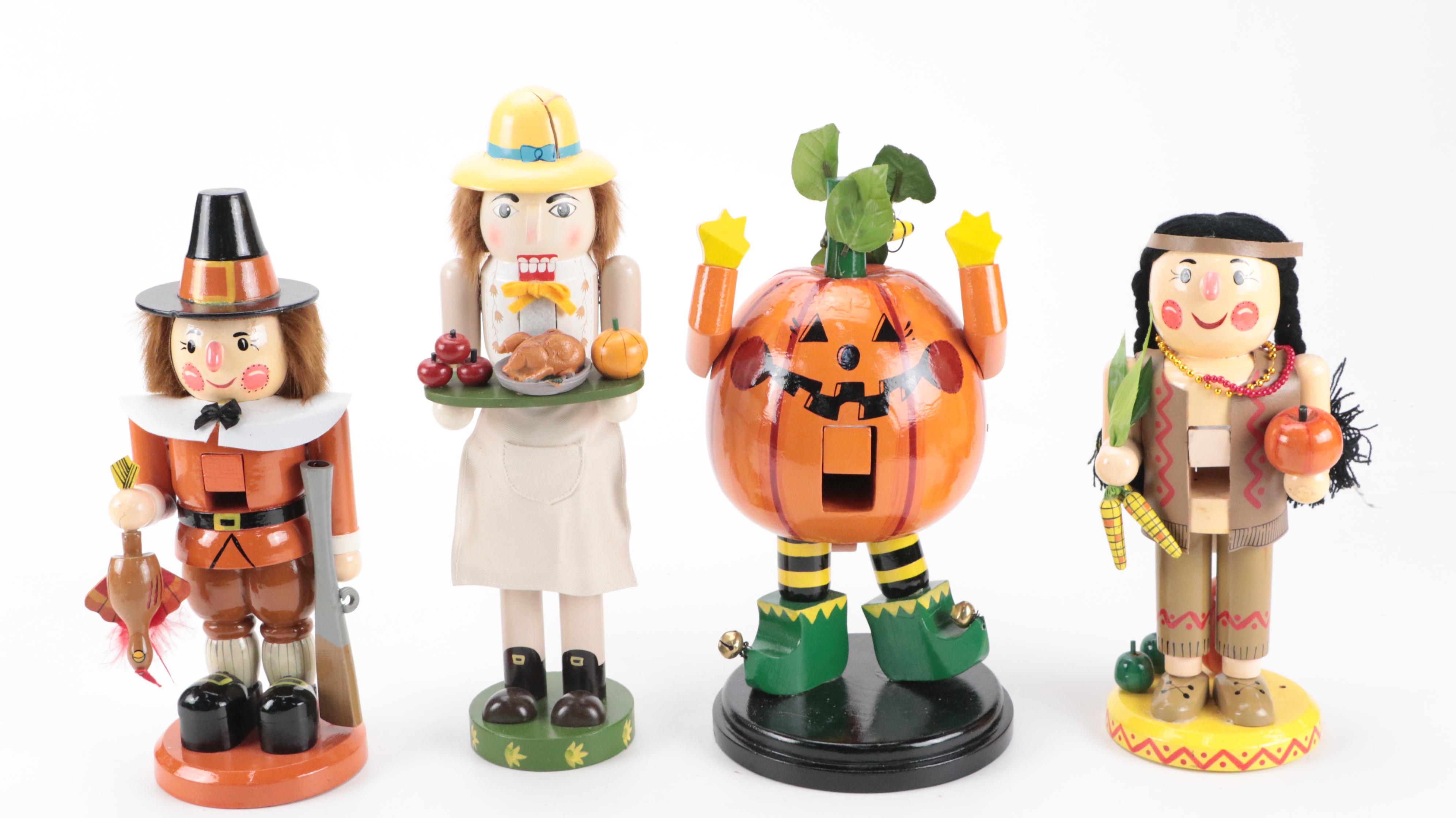 Nanette Hilton Wood Pumpkin Nutcracker with More Fall Theme Table Decor