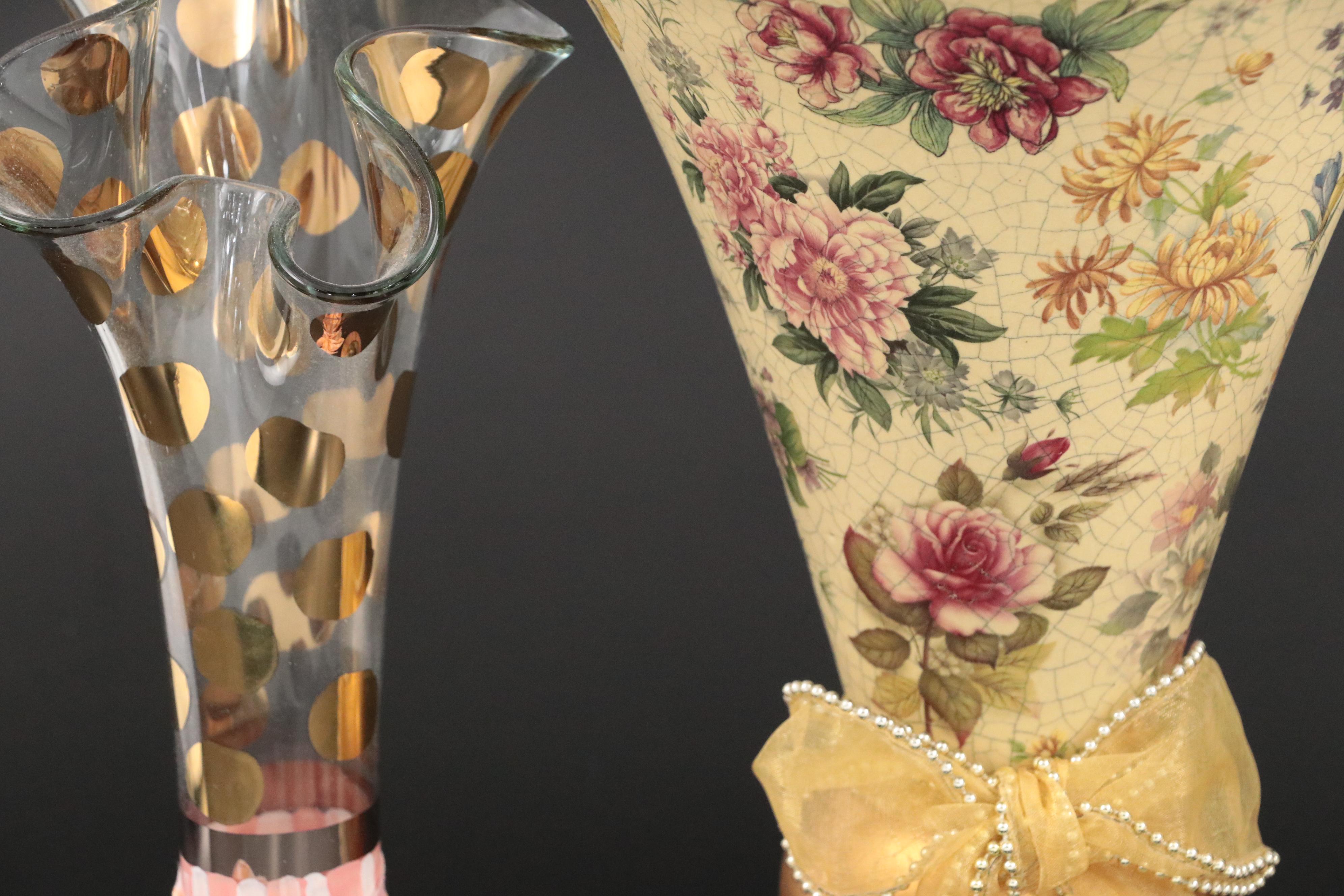 MacKenzie-Childs Hand-Painted Pitcher and Vases