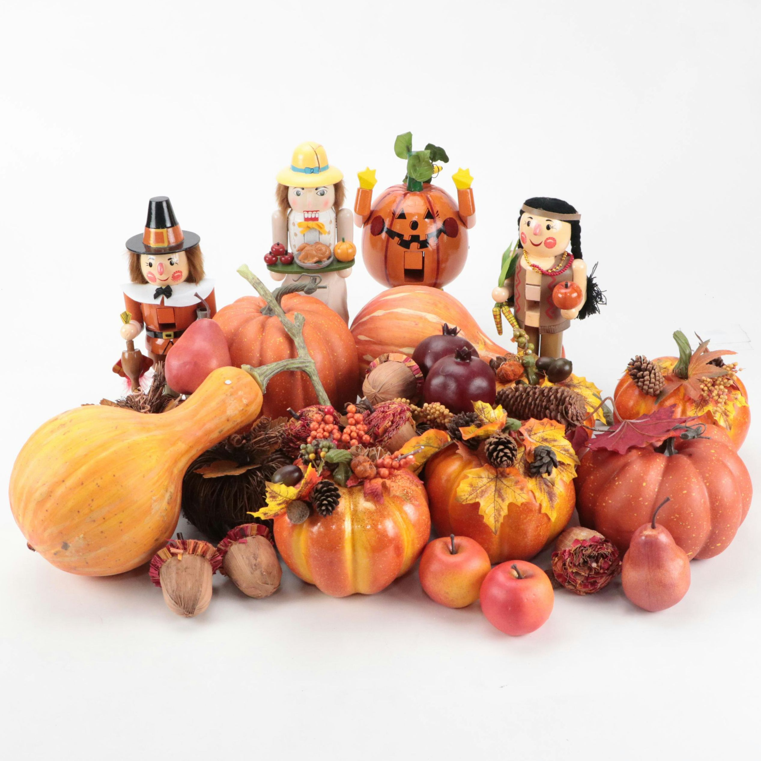 Nanette Hilton Wood Pumpkin Nutcracker with More Fall Theme Table Decor