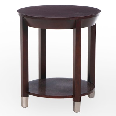 Sherrill Furniture Contemporary Espresso Finish Wood and Nickel Side Table