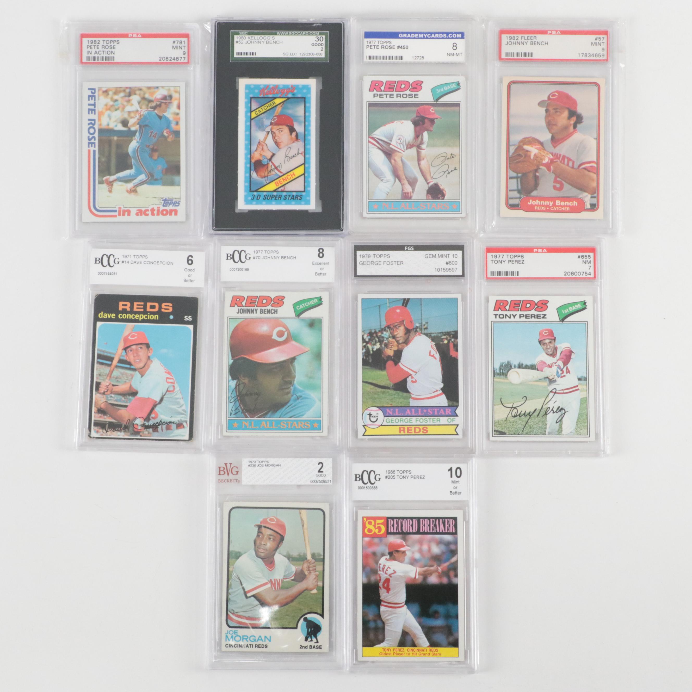 Cincinnati Reds Graded Baseball Cards Featuring Johnny Bench, Pete Rose, More