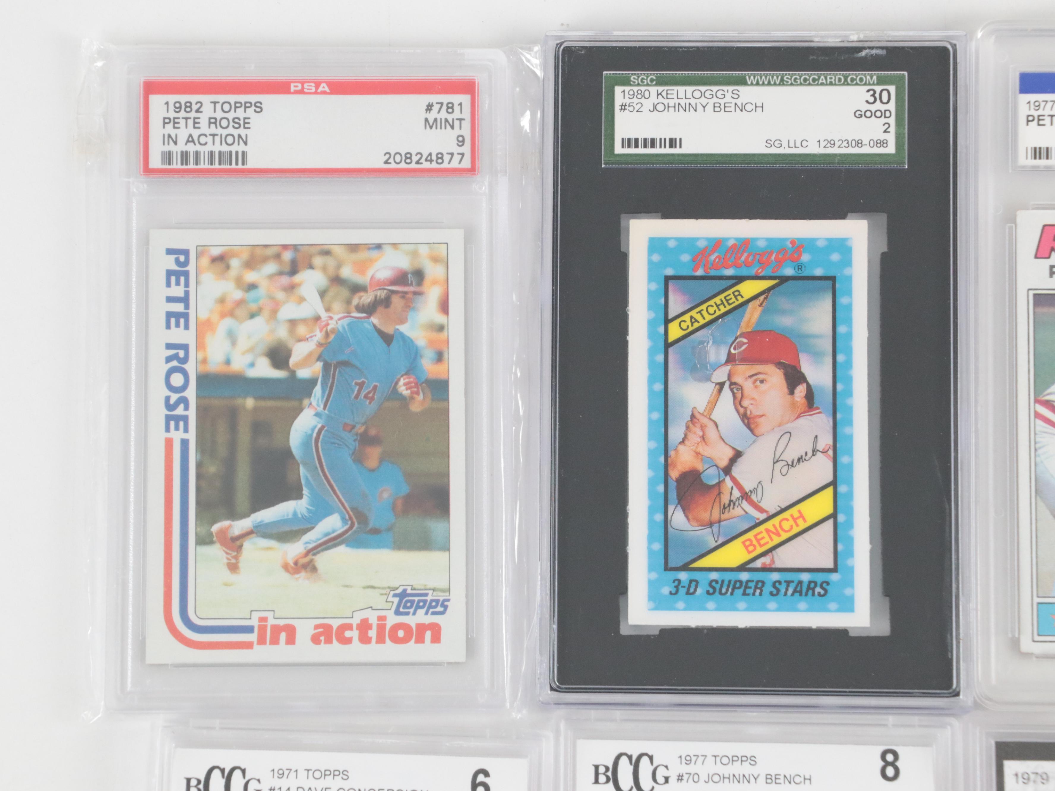Cincinnati Reds Graded Baseball Cards Featuring Johnny Bench, Pete Rose, More