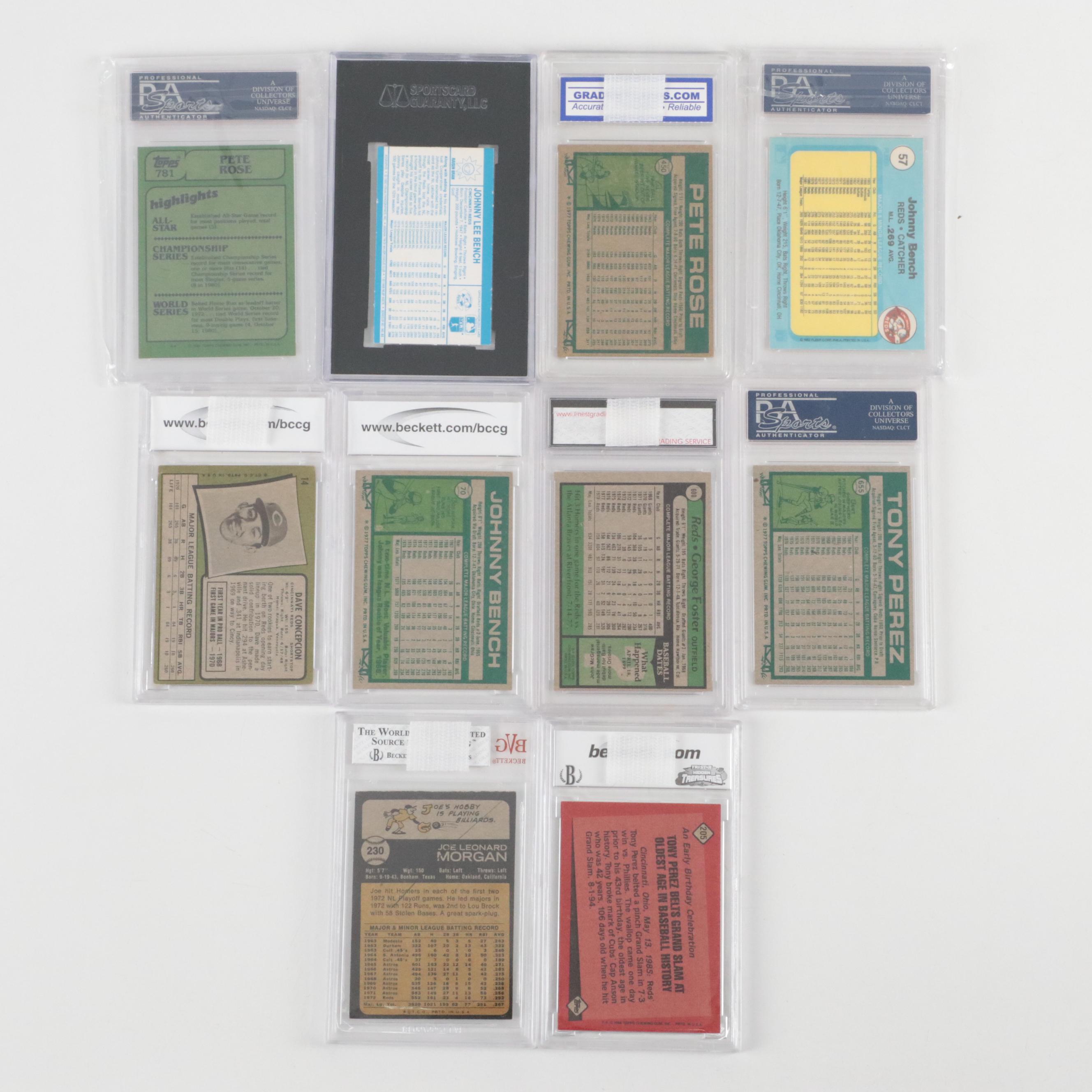 Cincinnati Reds Graded Baseball Cards Featuring Johnny Bench, Pete Rose, More