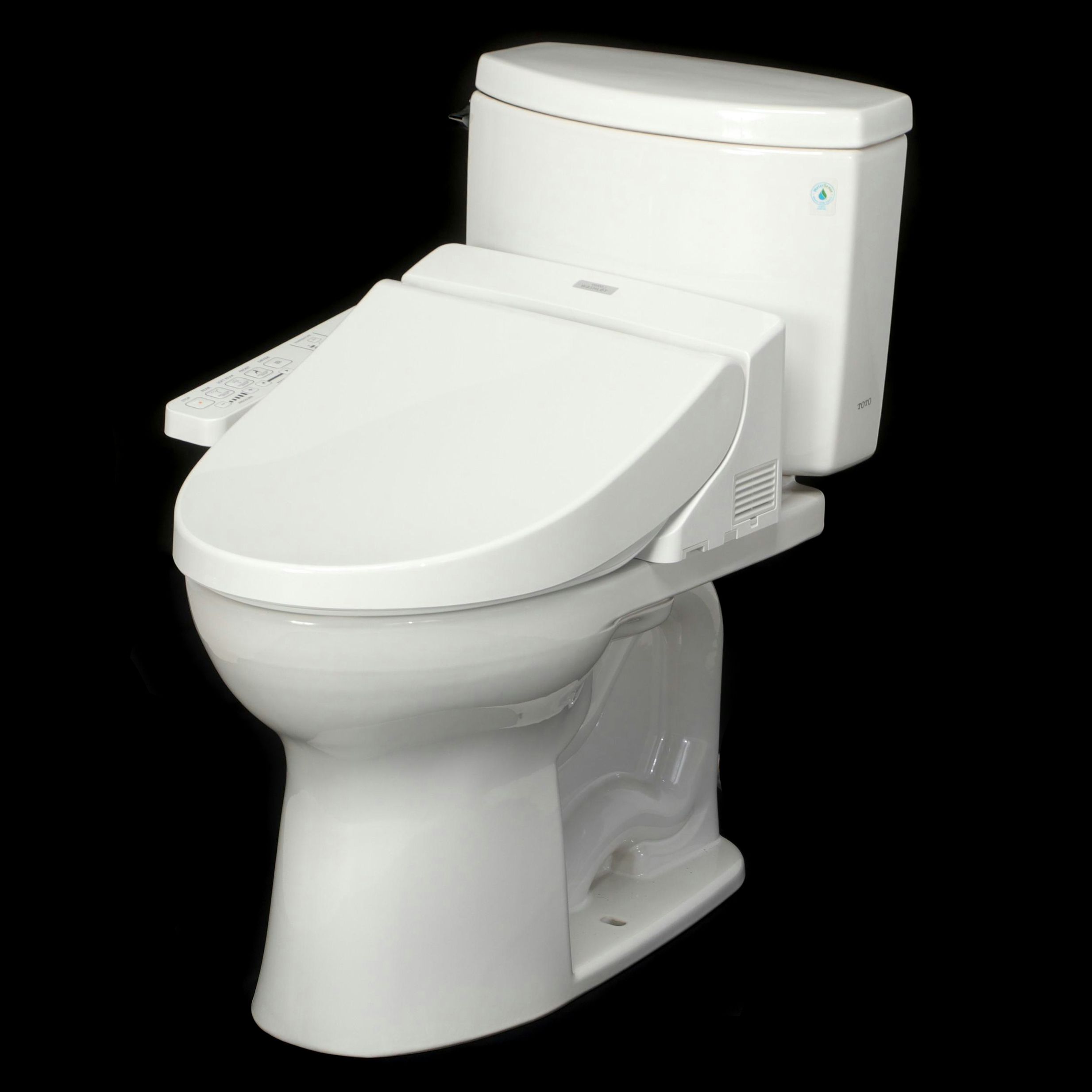Toto White Porcelain Toilet with Toto Bidet Attachment