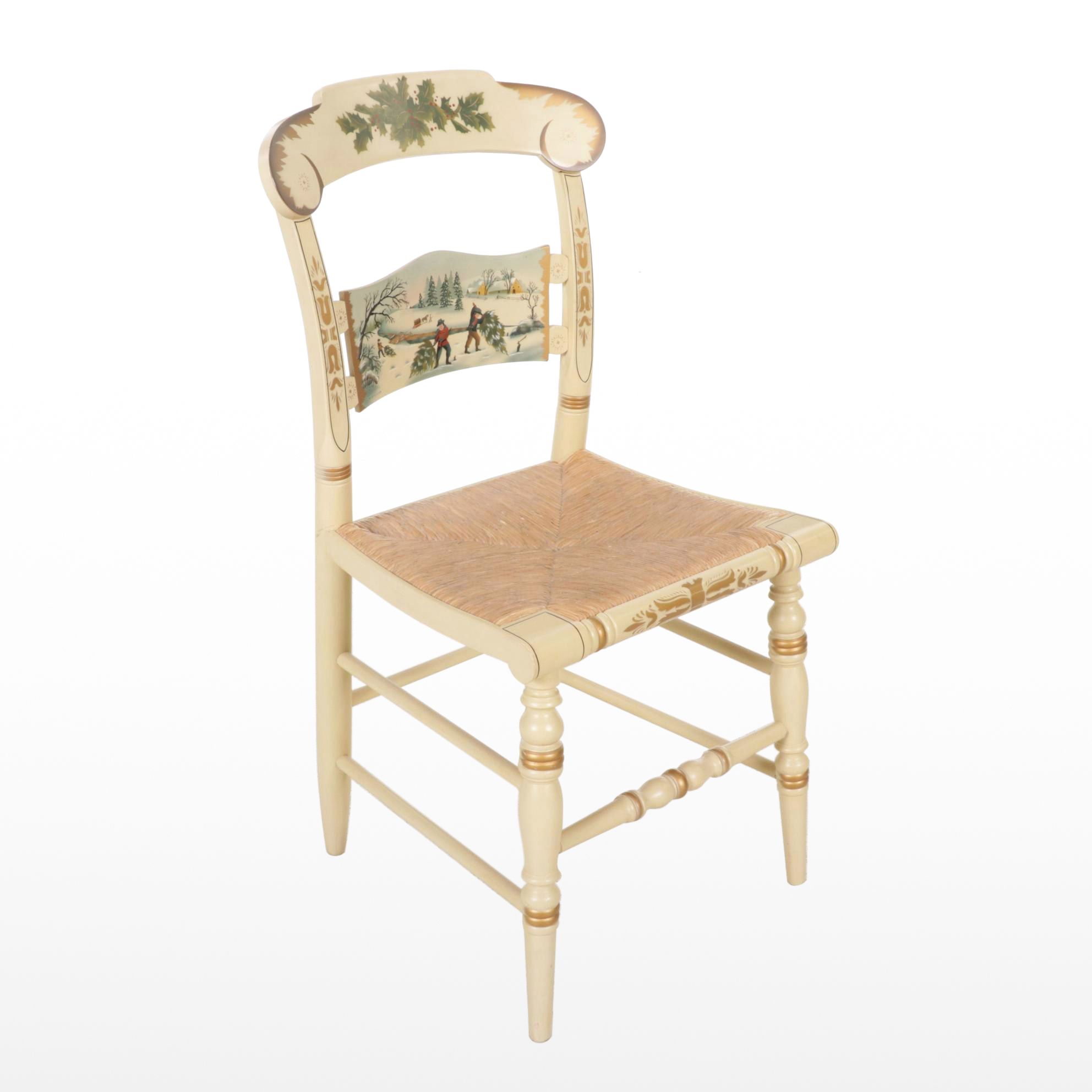 L. Hitchcock Paint-Decorated Christmas-Themed Side Chair, 1978