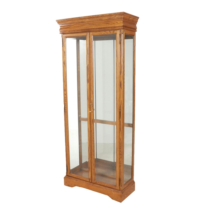 Howard Miller Neoclassical Style Oak Curio Cabinet