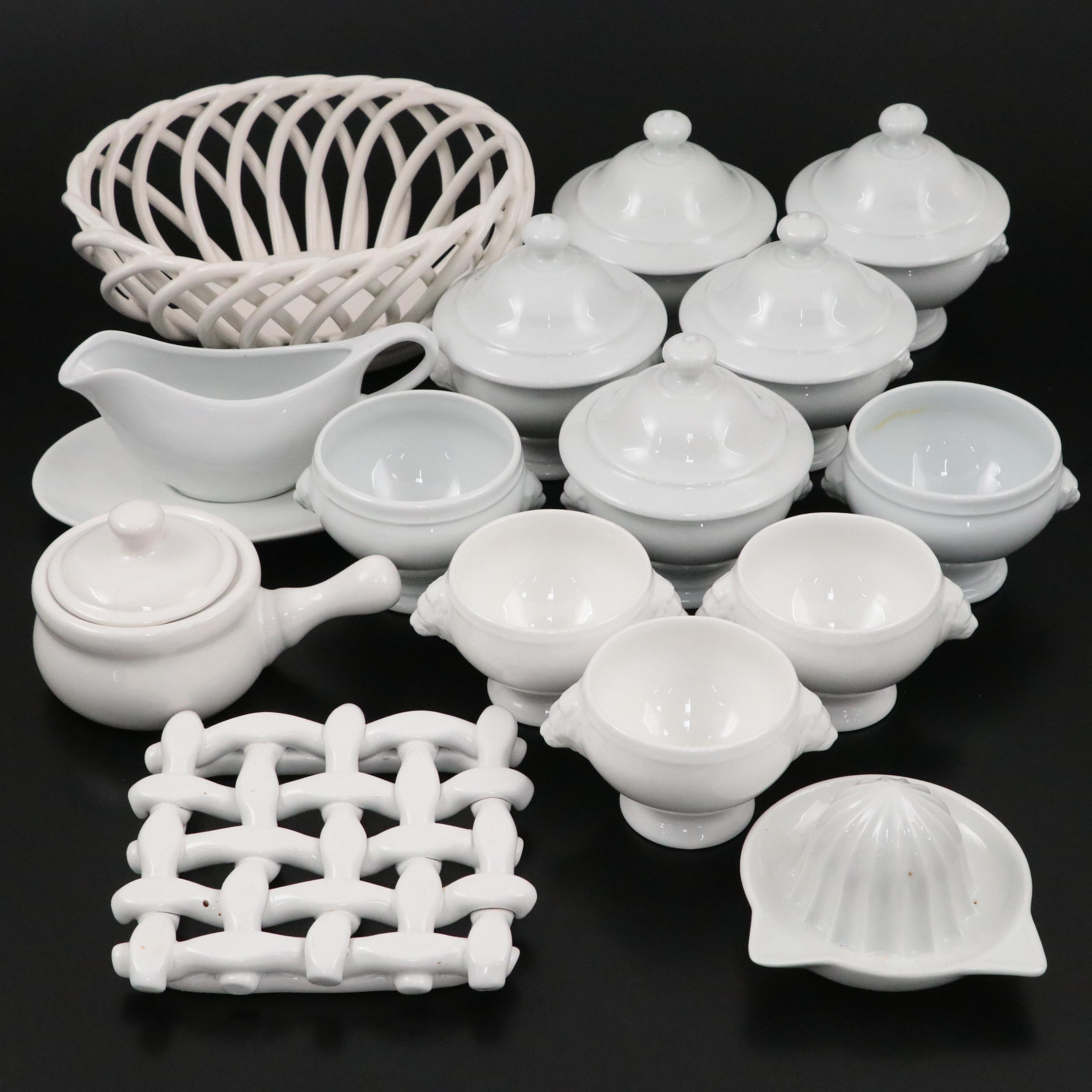 Apilco Porcelain with Other Soup Bowls and White Ceramic Table Accessories