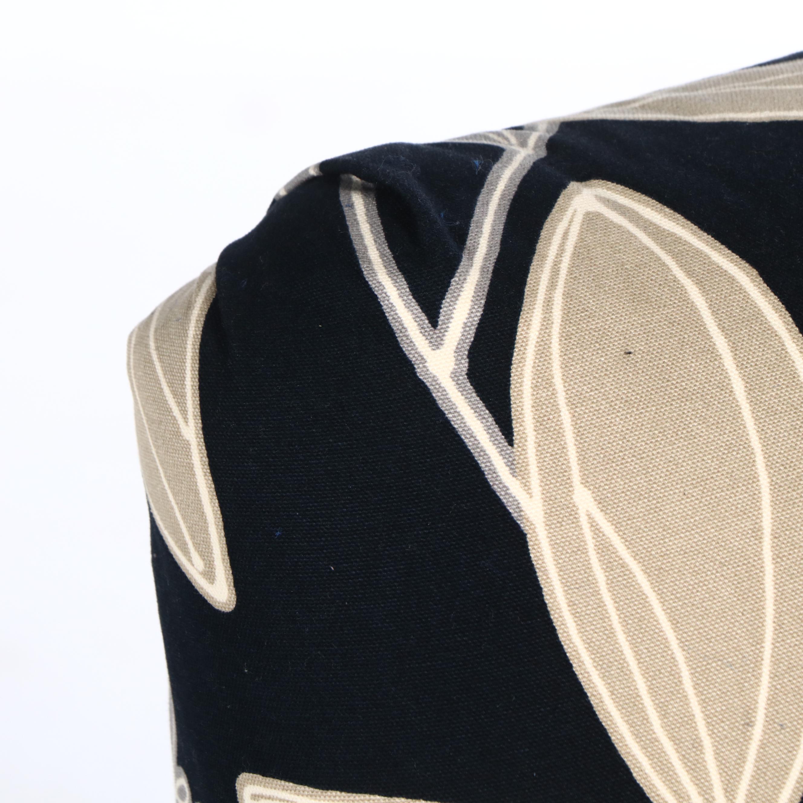 Contemporary Black and Cream Floral Fabric Upholstered Armchair