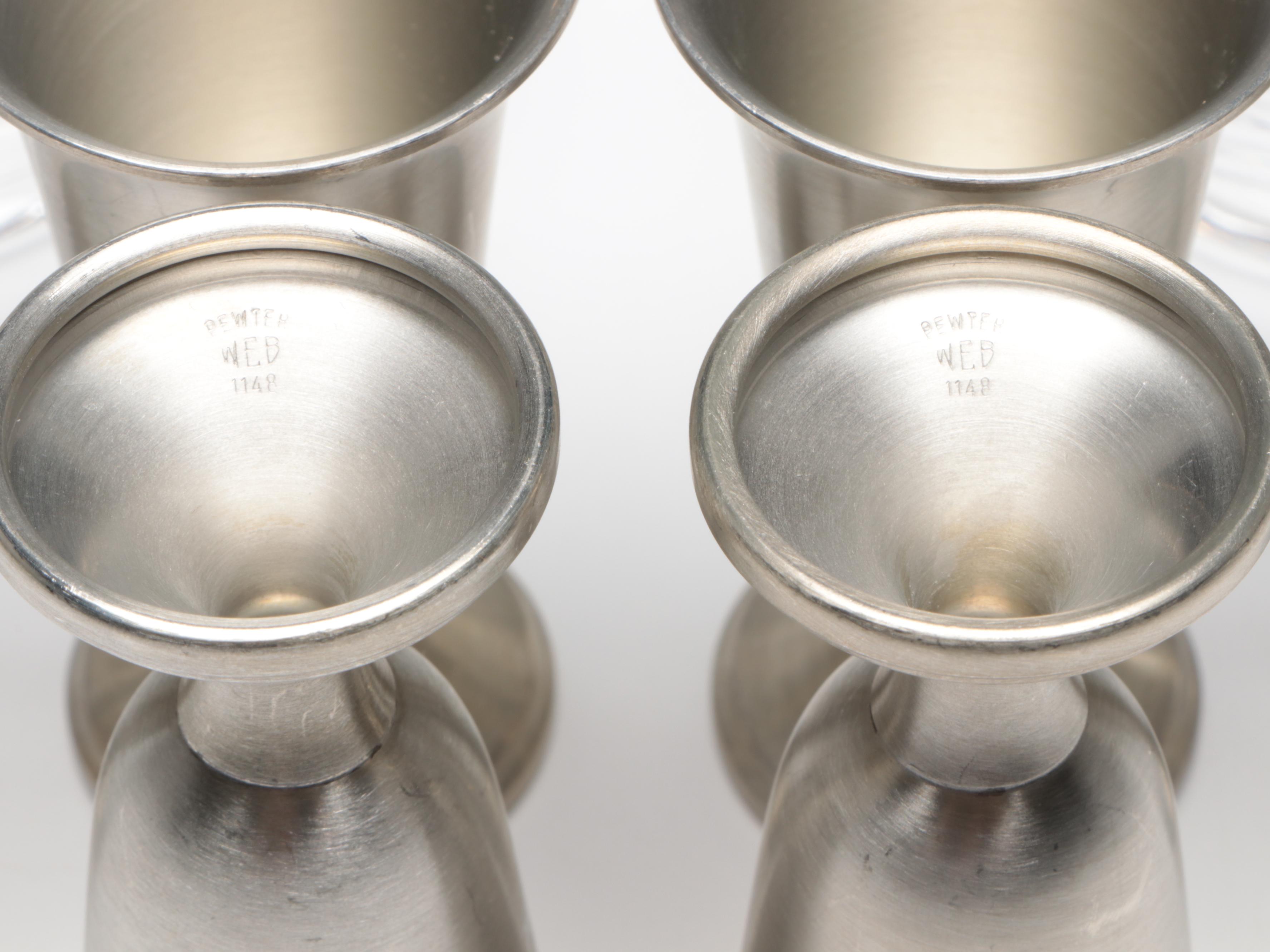 Pewter Shot Glass with Other Glasses and Mugs
