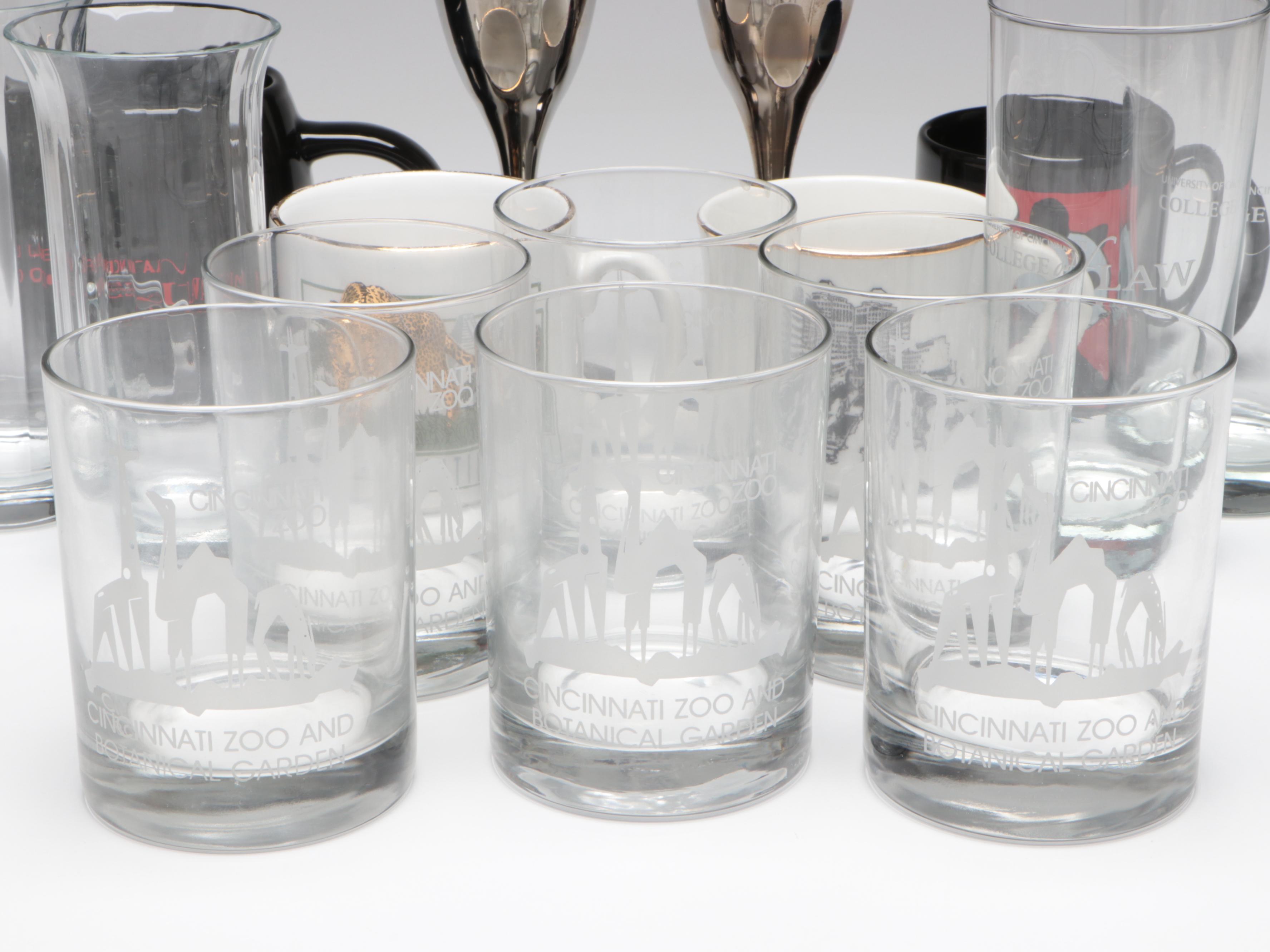 Pewter Shot Glass with Other Glasses and Mugs