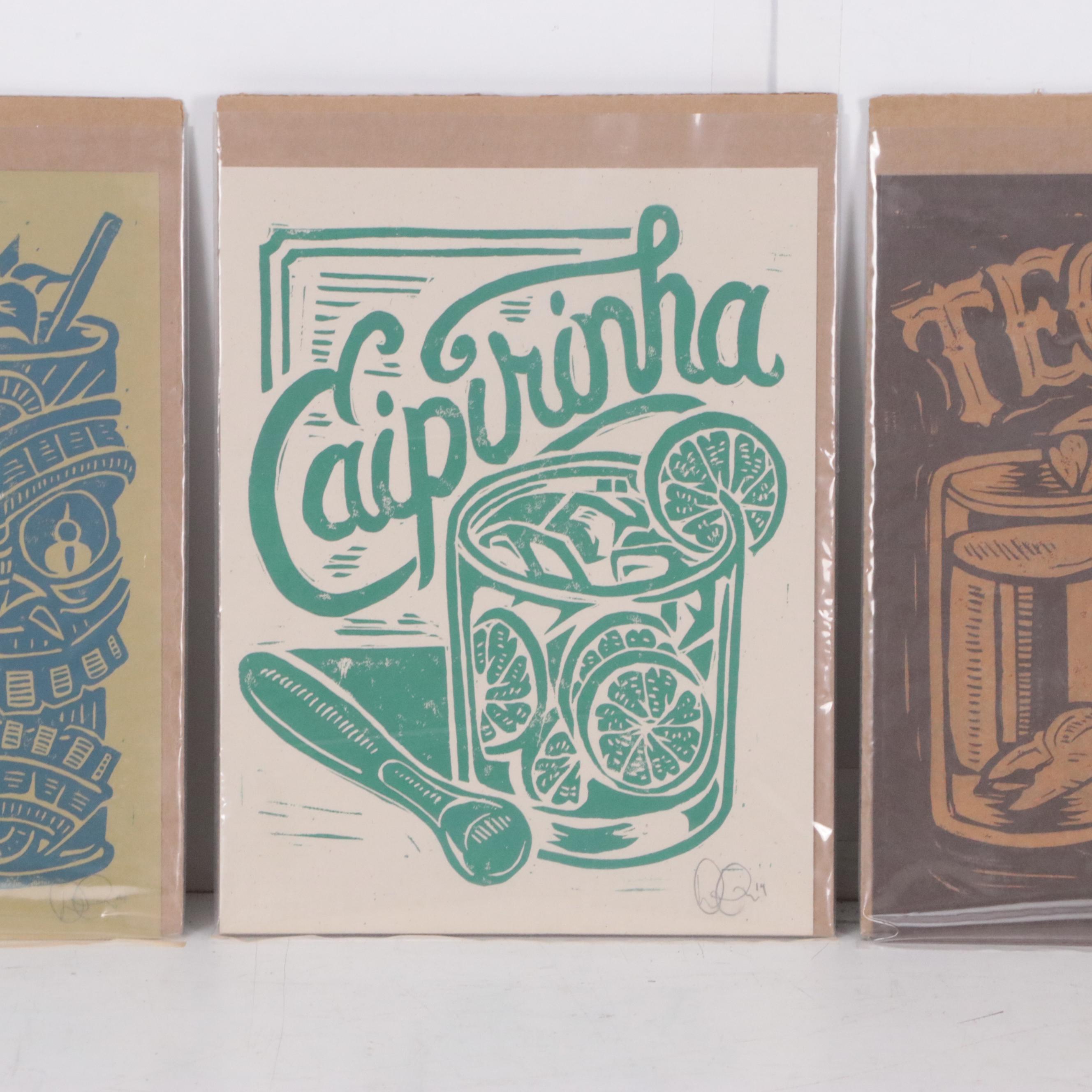Derrick Castle Relief Prints Including "Tequila," 2014