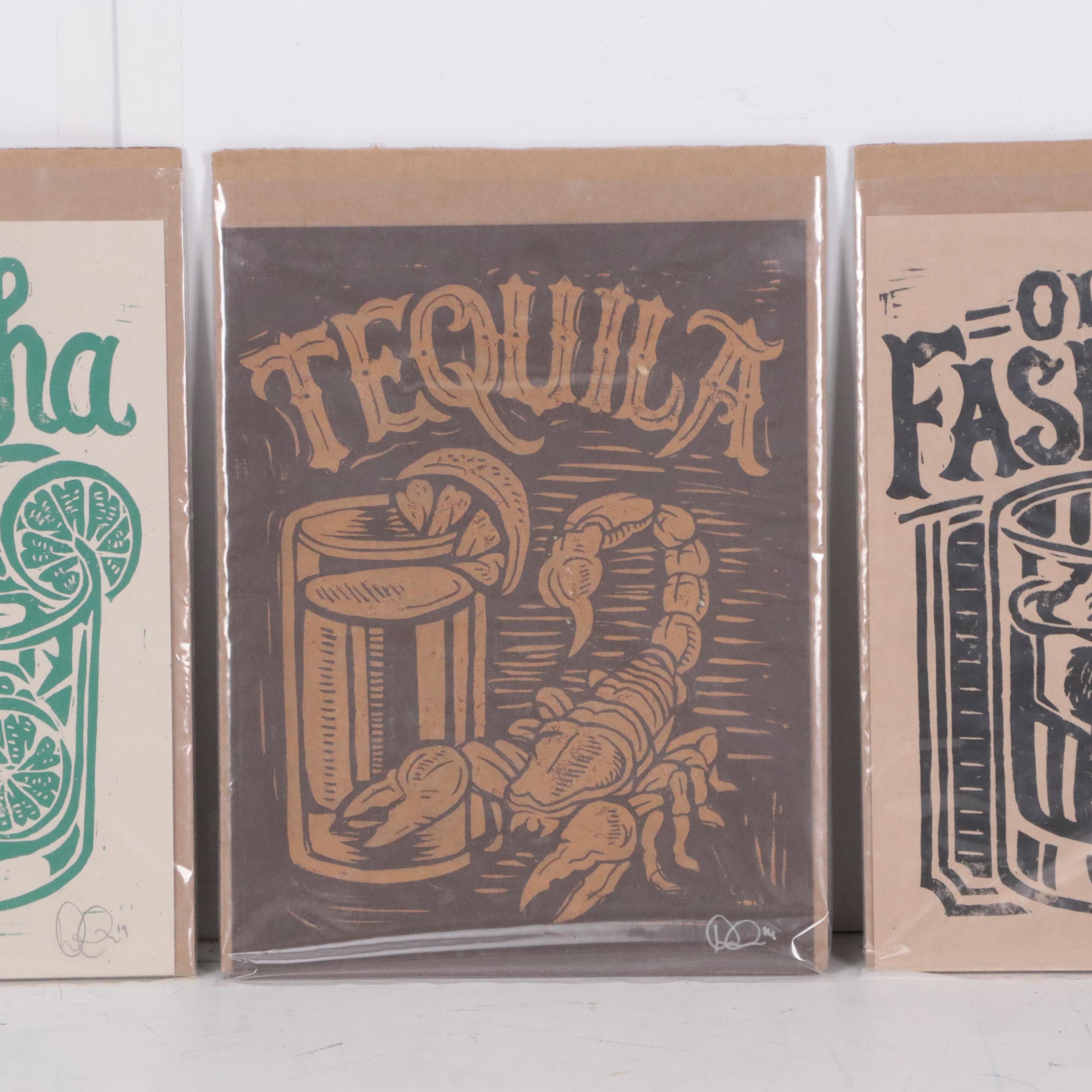 Derrick Castle Relief Prints Including "Tequila," 2014