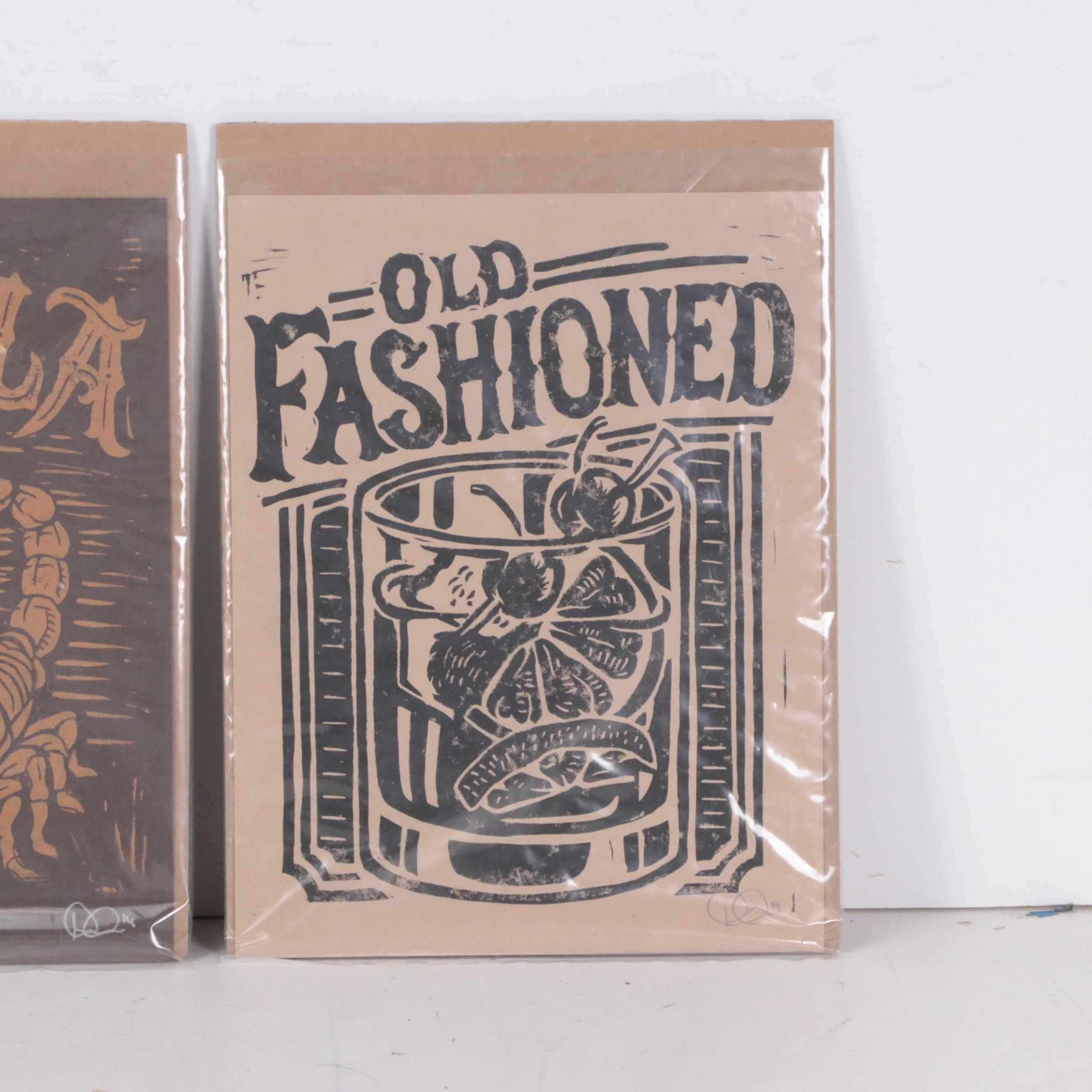 Derrick Castle Relief Prints Including "Tequila," 2014