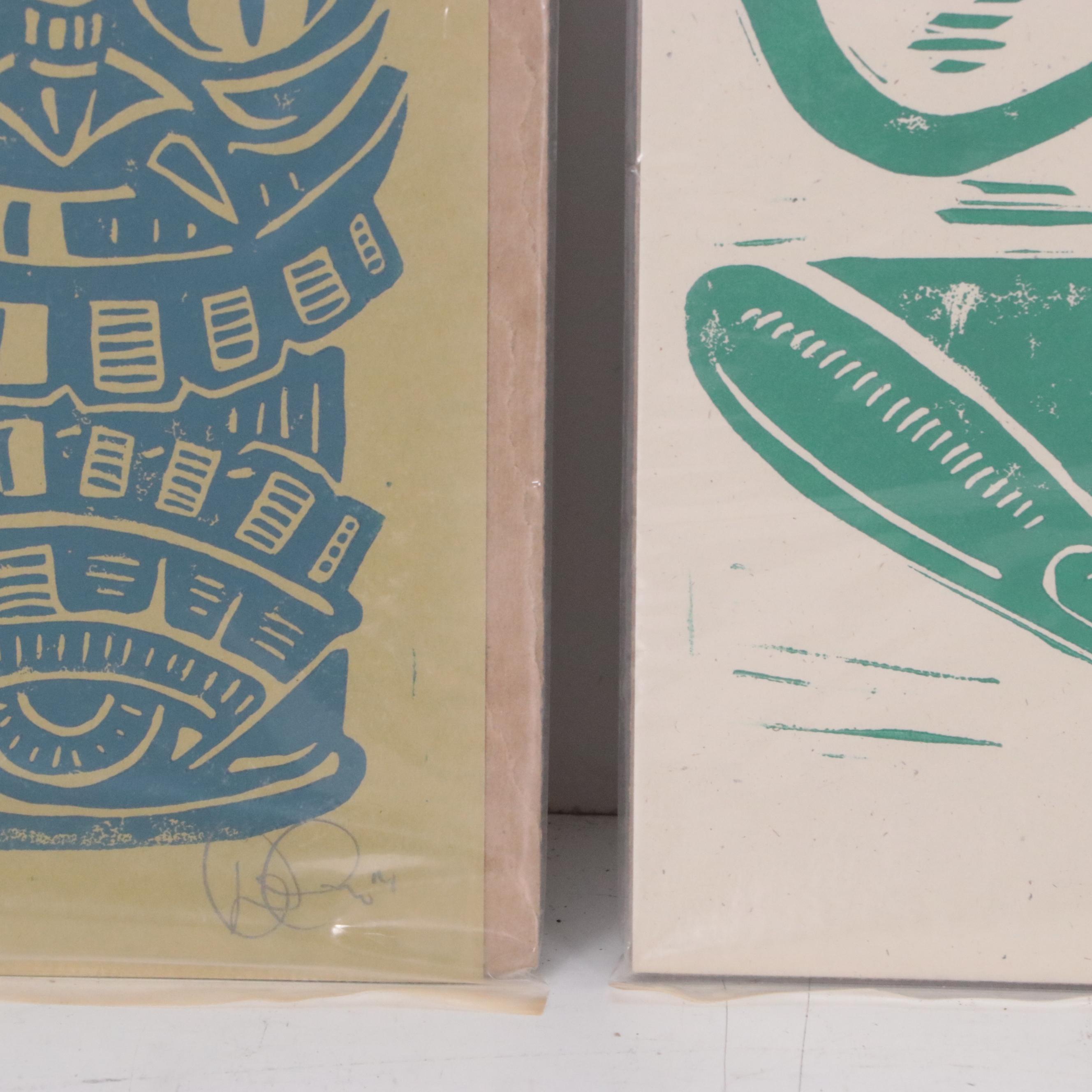 Derrick Castle Relief Prints Including "Tequila," 2014