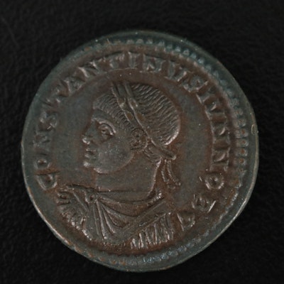 Ancient Roman Imperial Follis Coin of Constantine II, ca. 322 A.D.