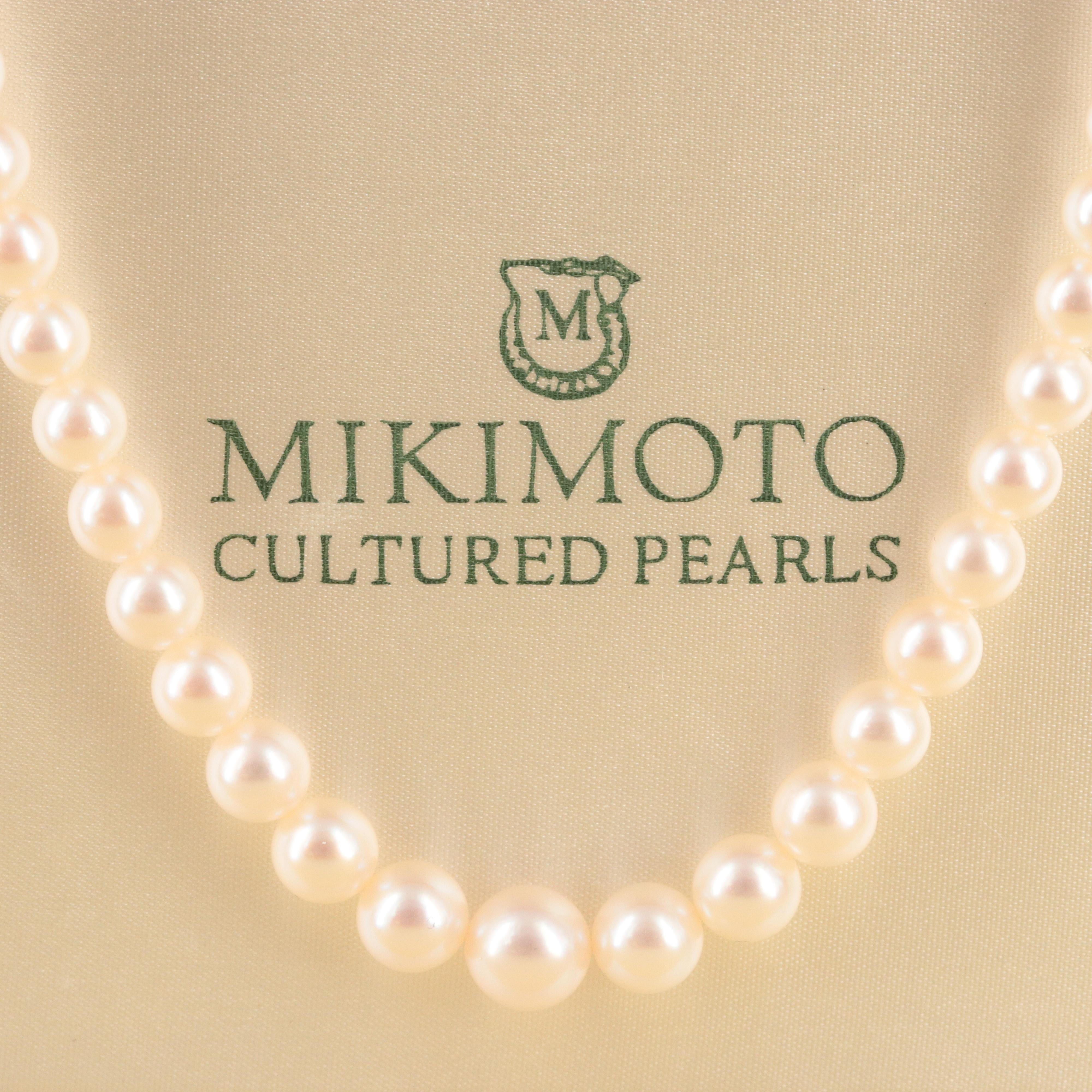 Mikimoto Graduated Pearl Necklace with Sterling Clasp