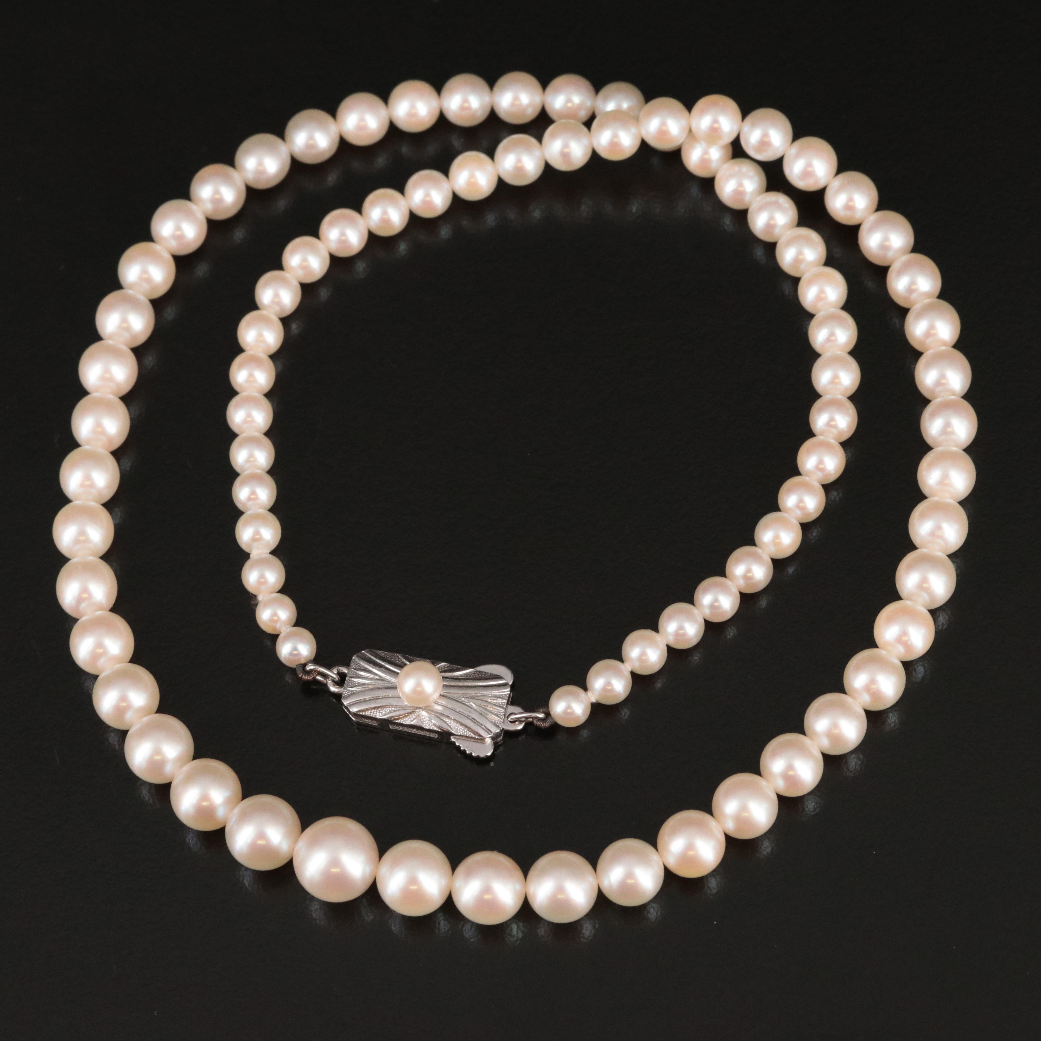 Mikimoto Graduated Pearl Necklace with Sterling Clasp