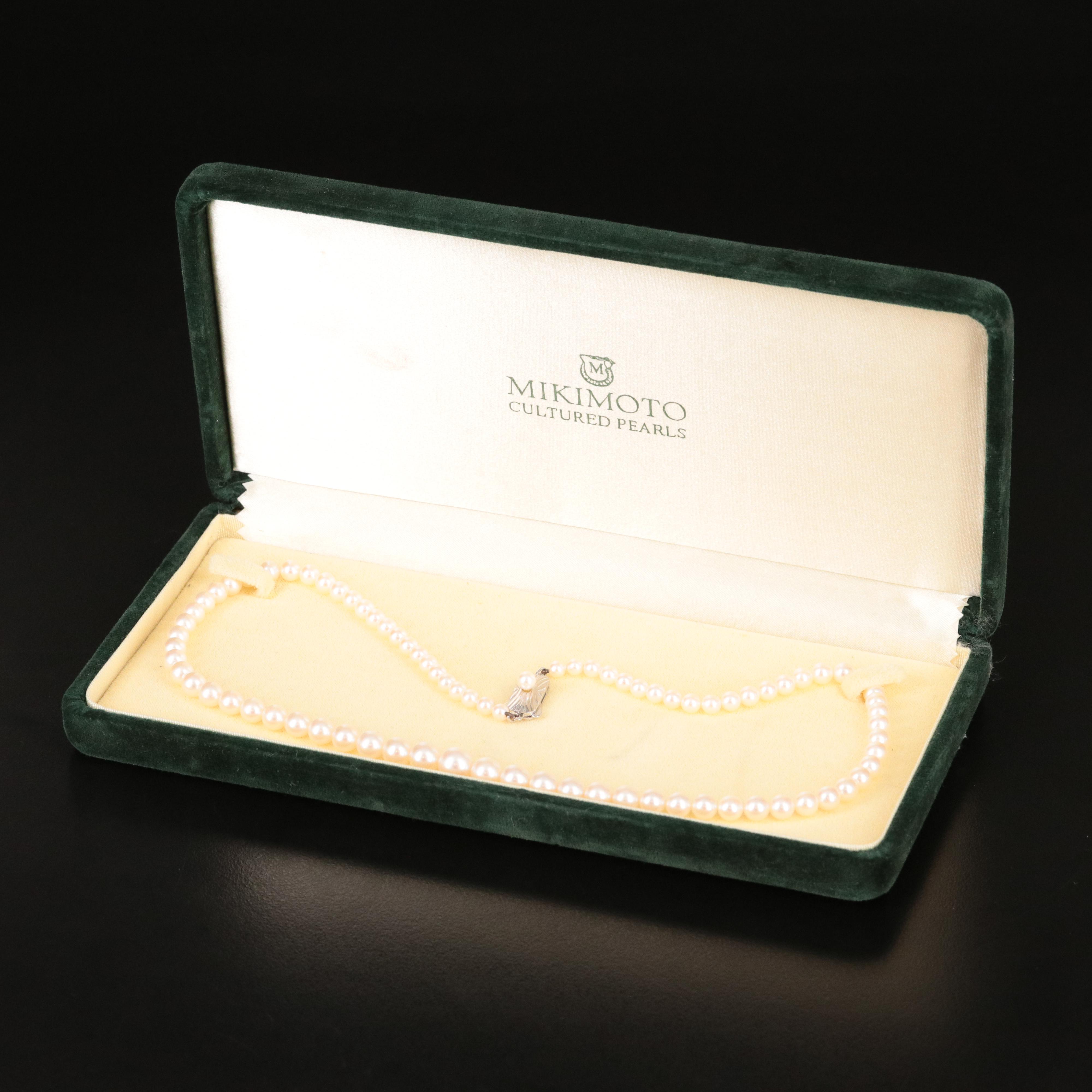 Mikimoto Graduated Pearl Necklace with Sterling Clasp