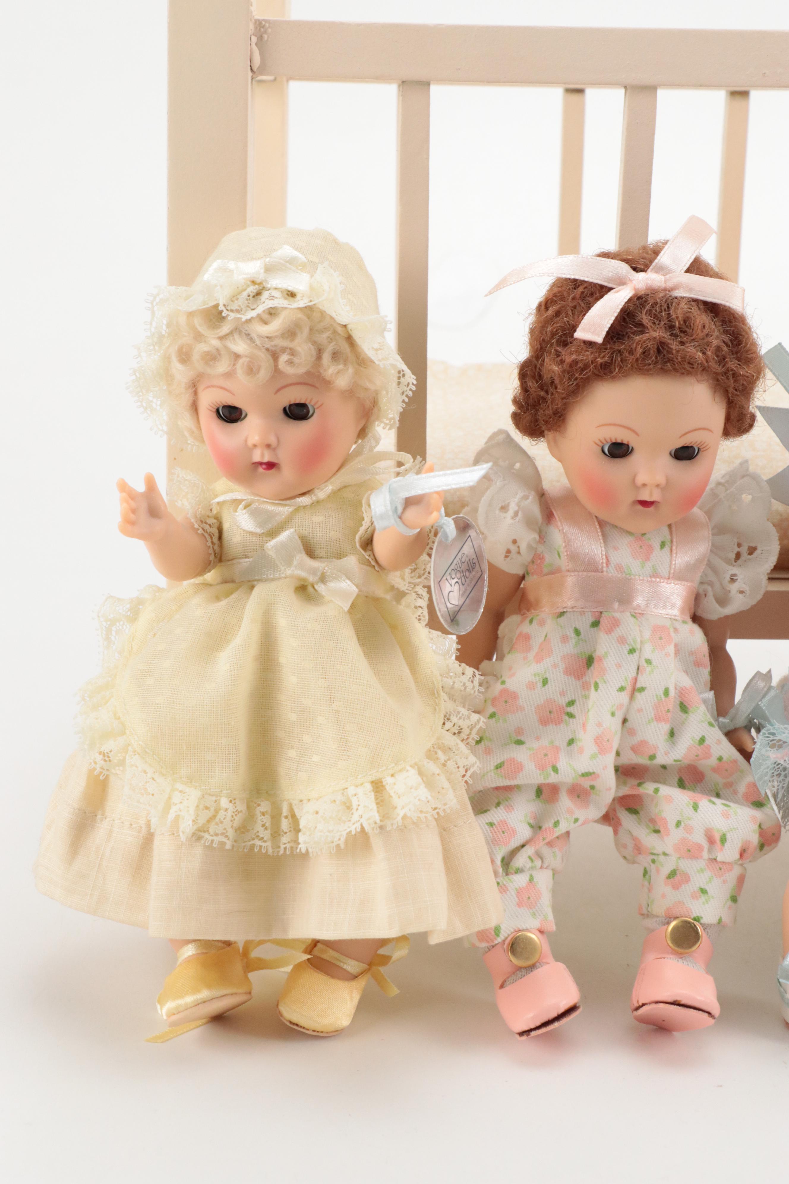 The Vogue Doll Company "Bunny Pink" and More Crib Crowd Dolls and Crib