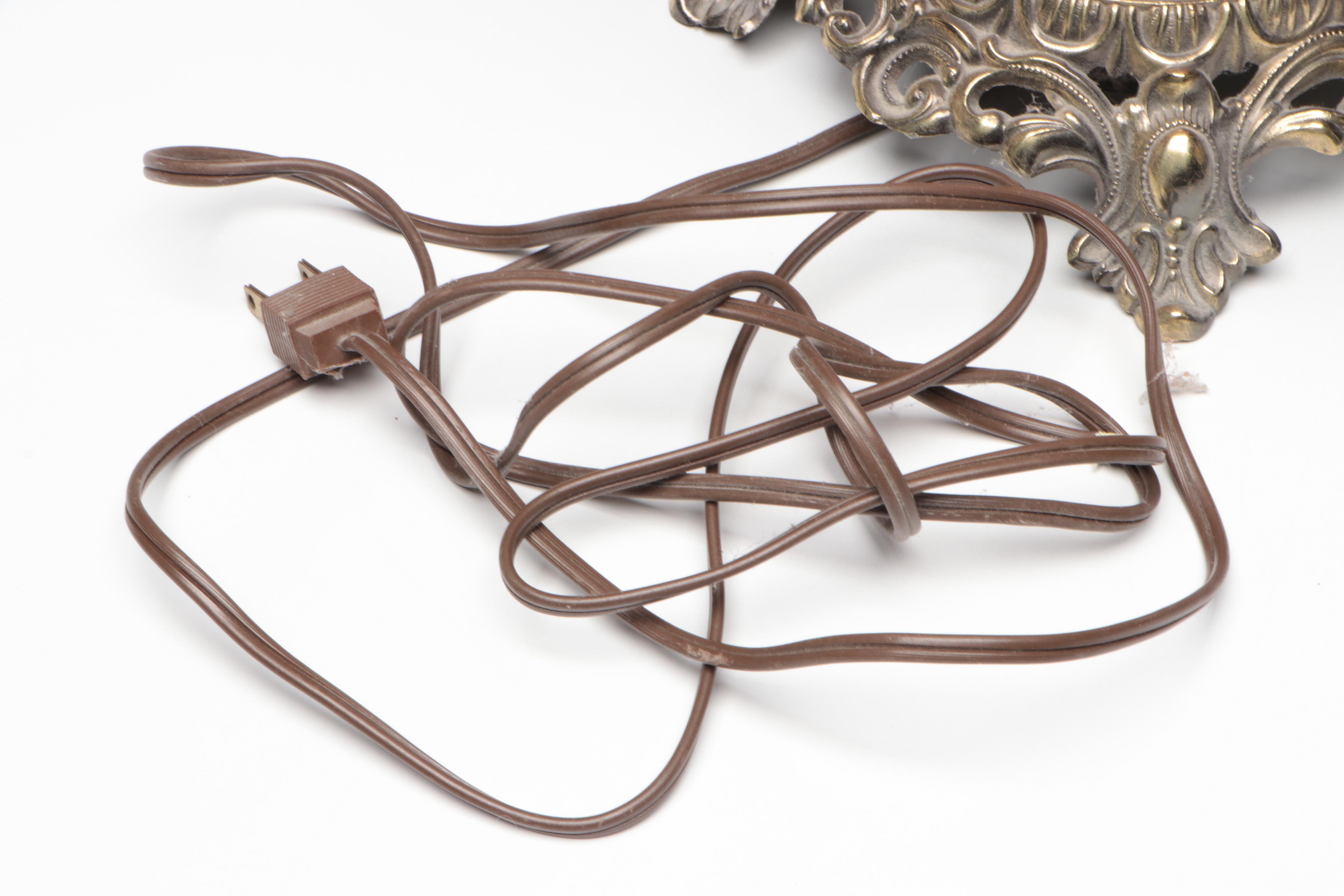 Puffy Glass Double Globe Lamp & Hand-Painted Parlor Lamp, Vintage