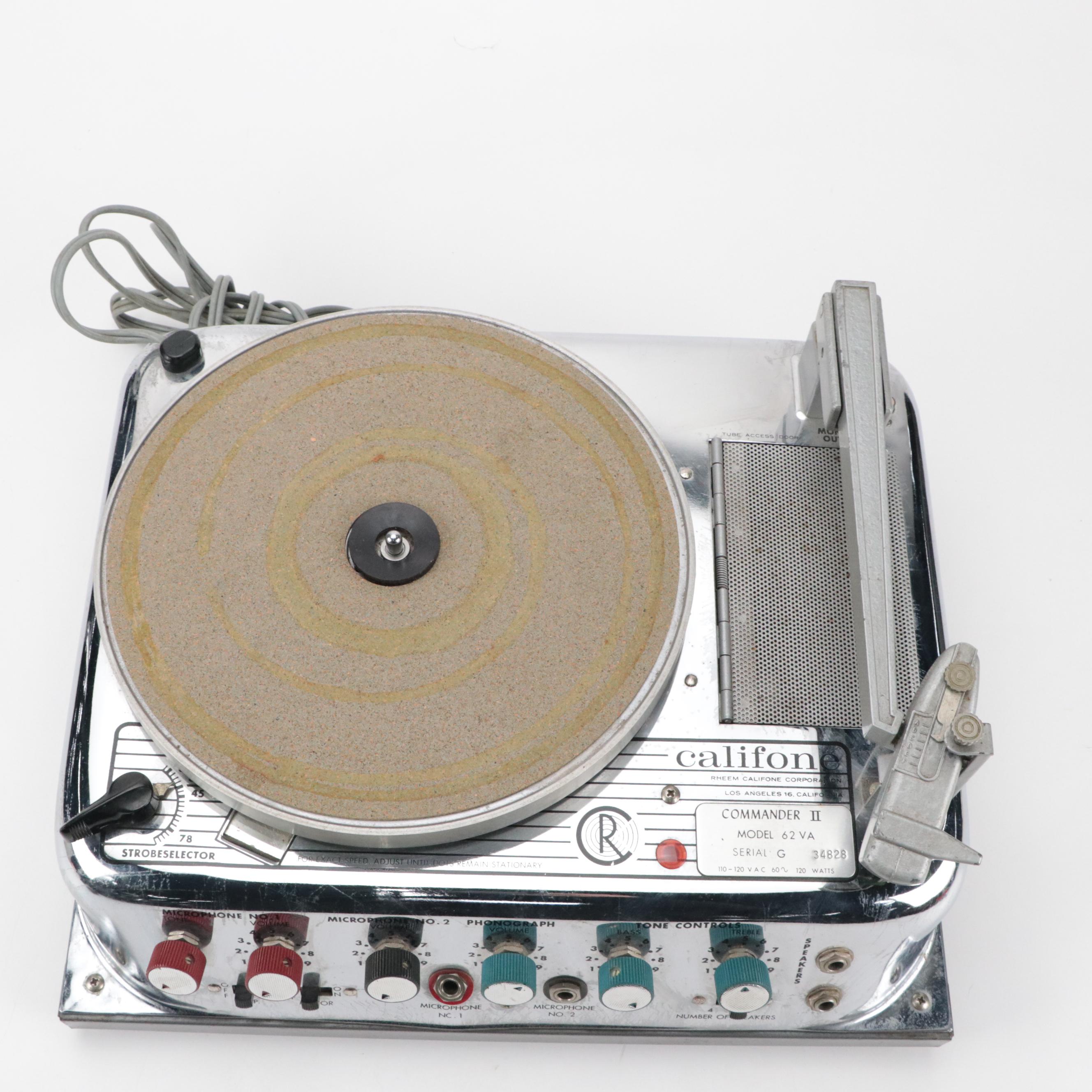 Rheem Califone "Commander II" Turntable and Tube Amp, Mid-20th Century