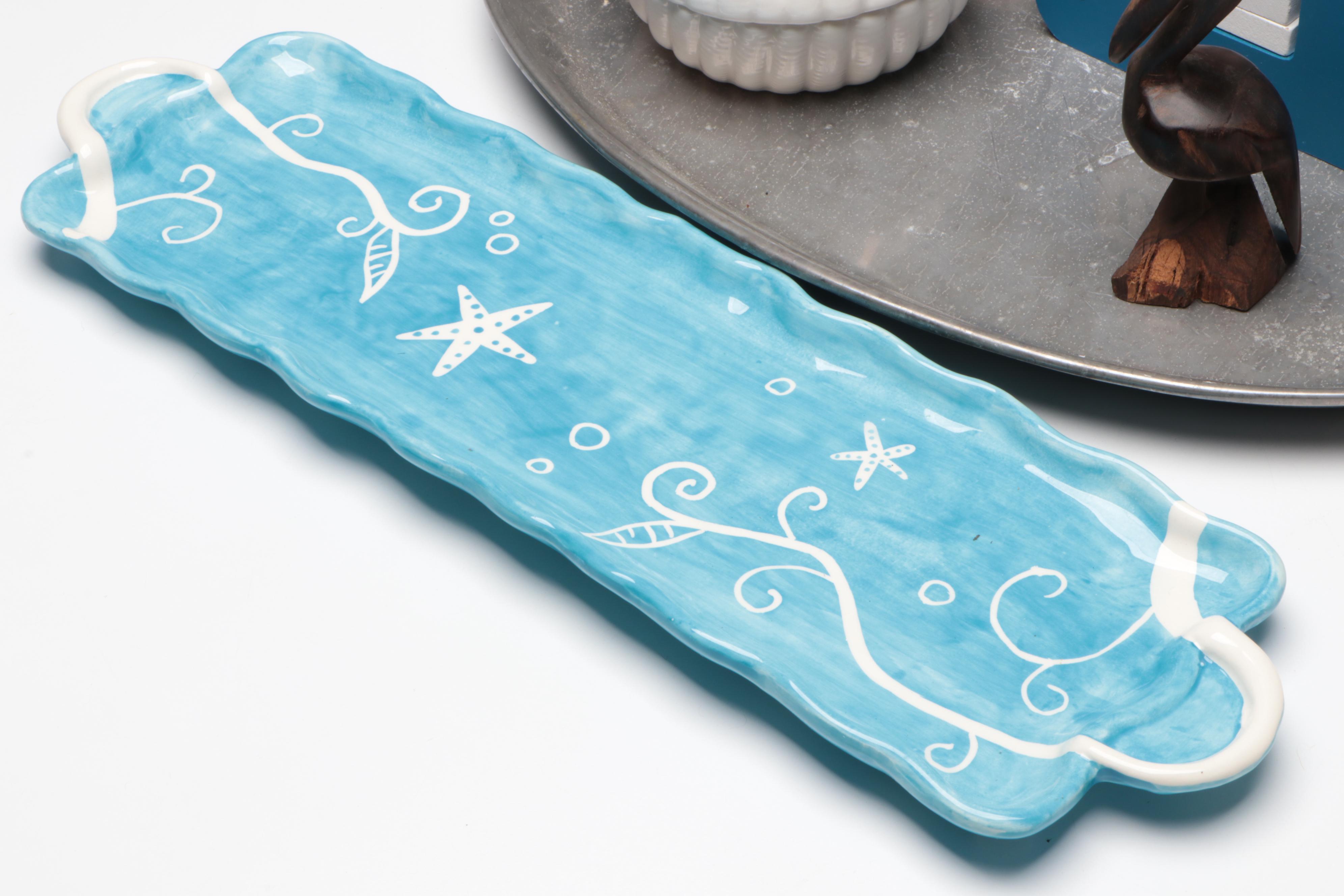 At Home Glass Candle Holder with Pier 1 Seashell Plate and More