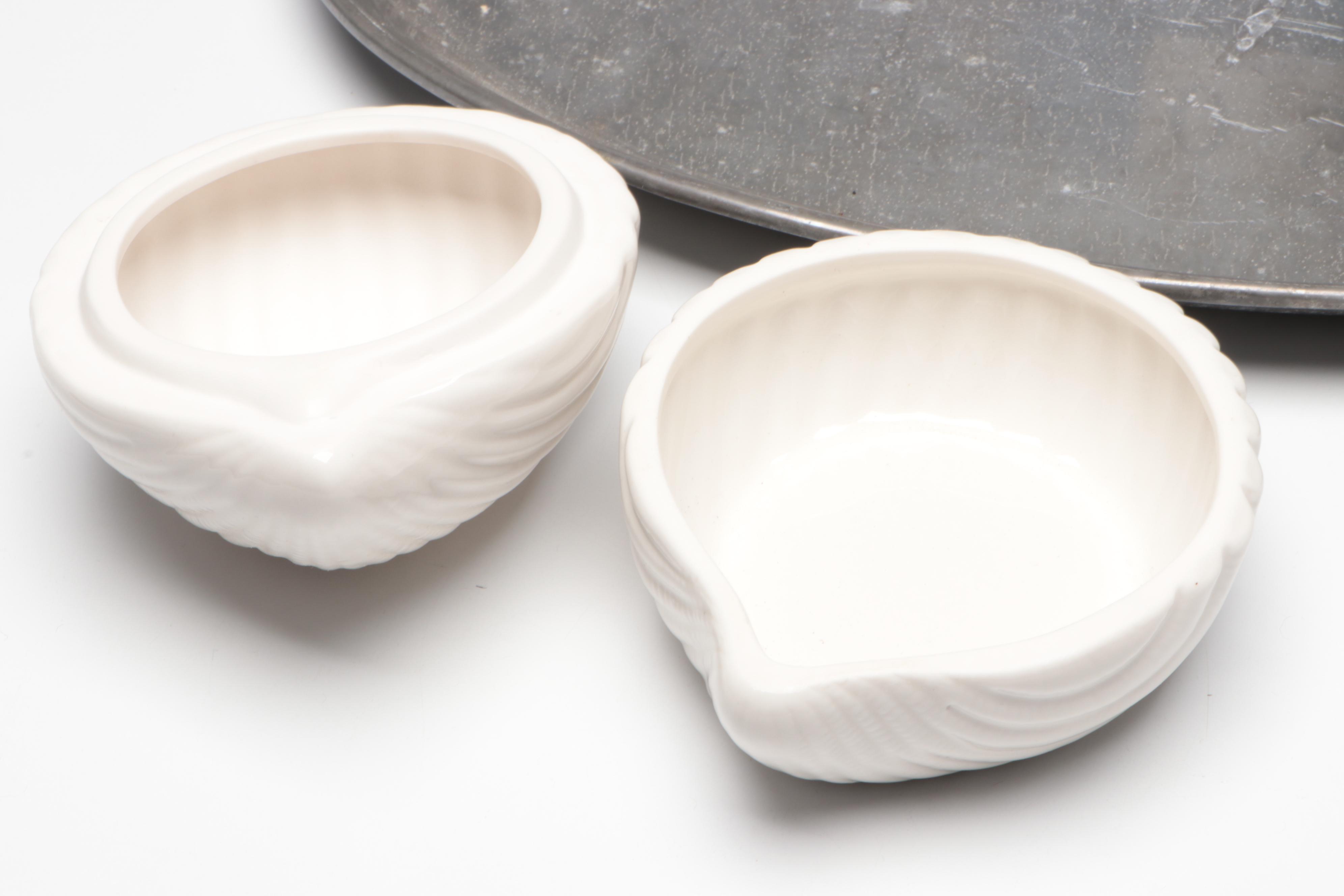 At Home Glass Candle Holder with Pier 1 Seashell Plate and More