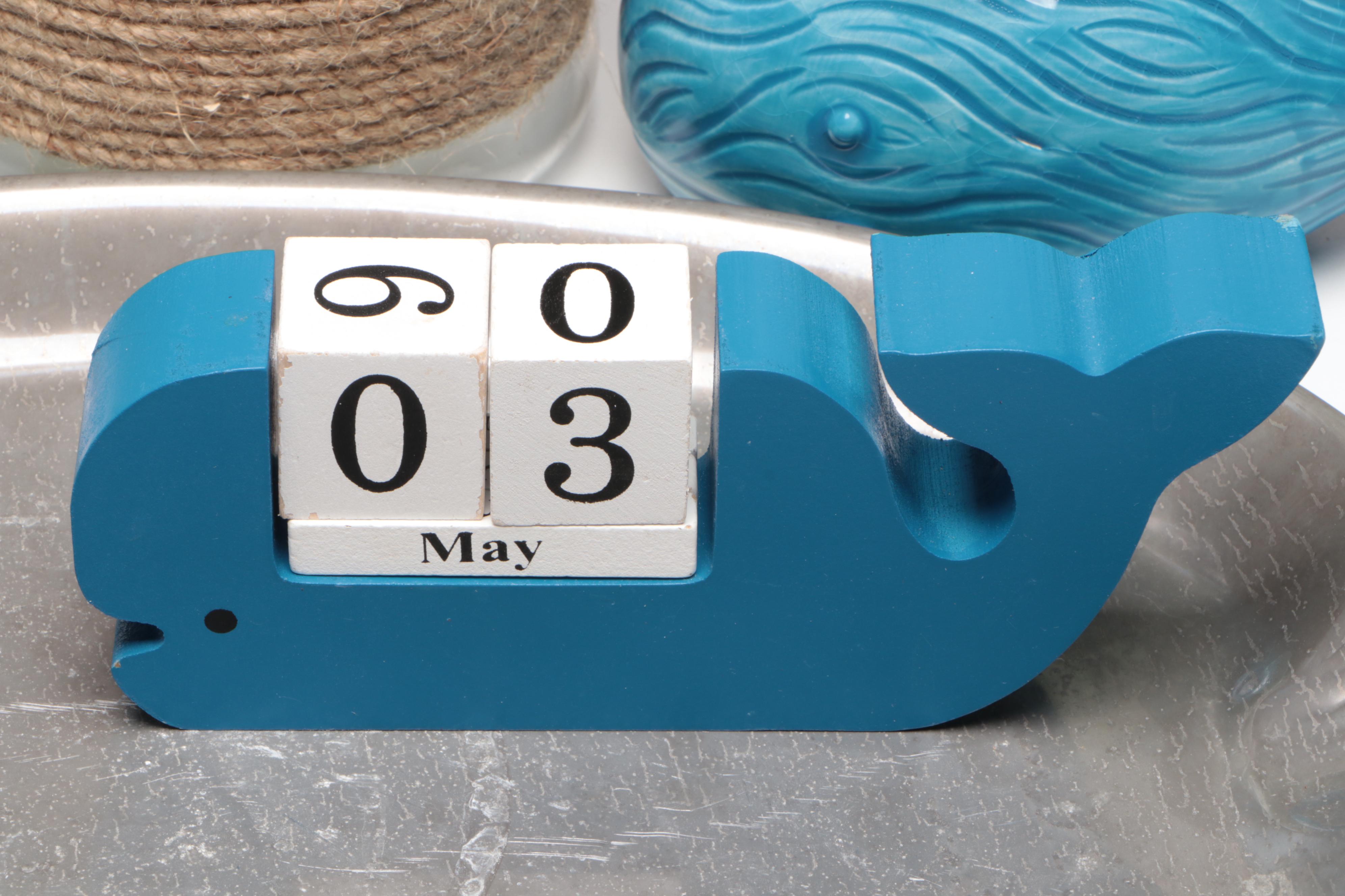 At Home Glass Candle Holder with Pier 1 Seashell Plate and More