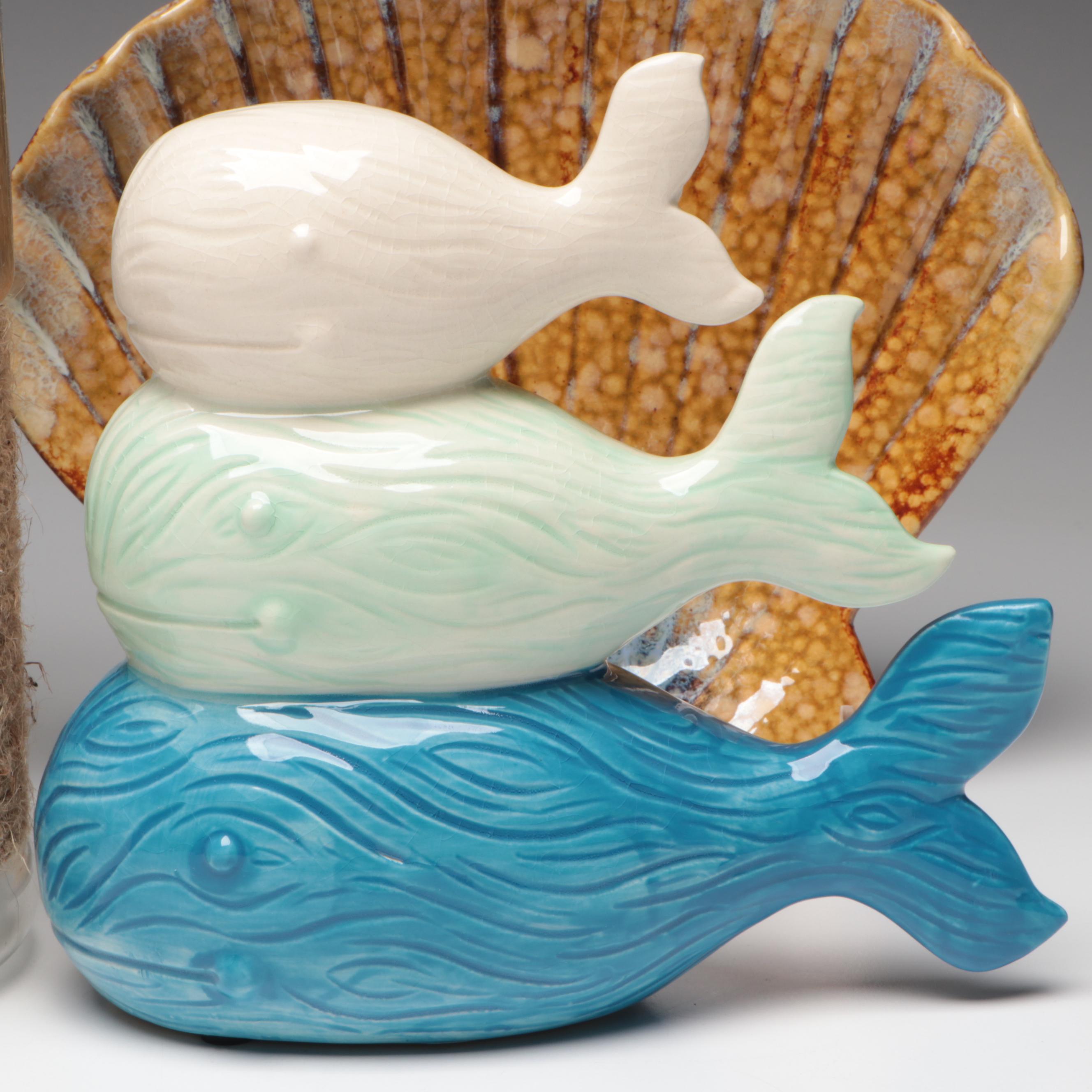 At Home Glass Candle Holder with Pier 1 Seashell Plate and More