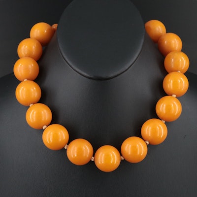 1940s Marbled Butterscotch Bakelite Bead Necklace