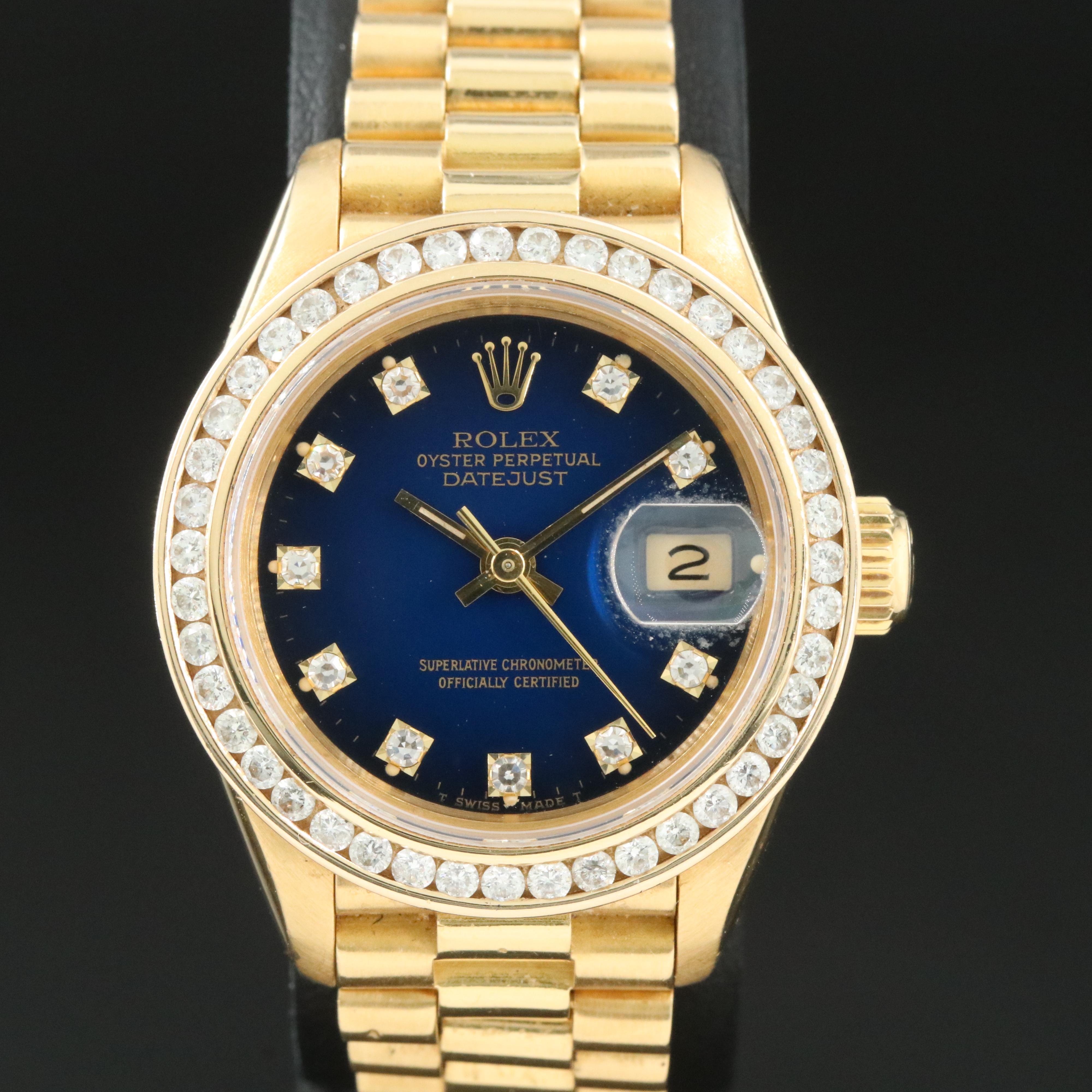 1984 Rolex Datejust 1.15 CTW Custom Diamond Dial & Bezel 18K Gold Watch
