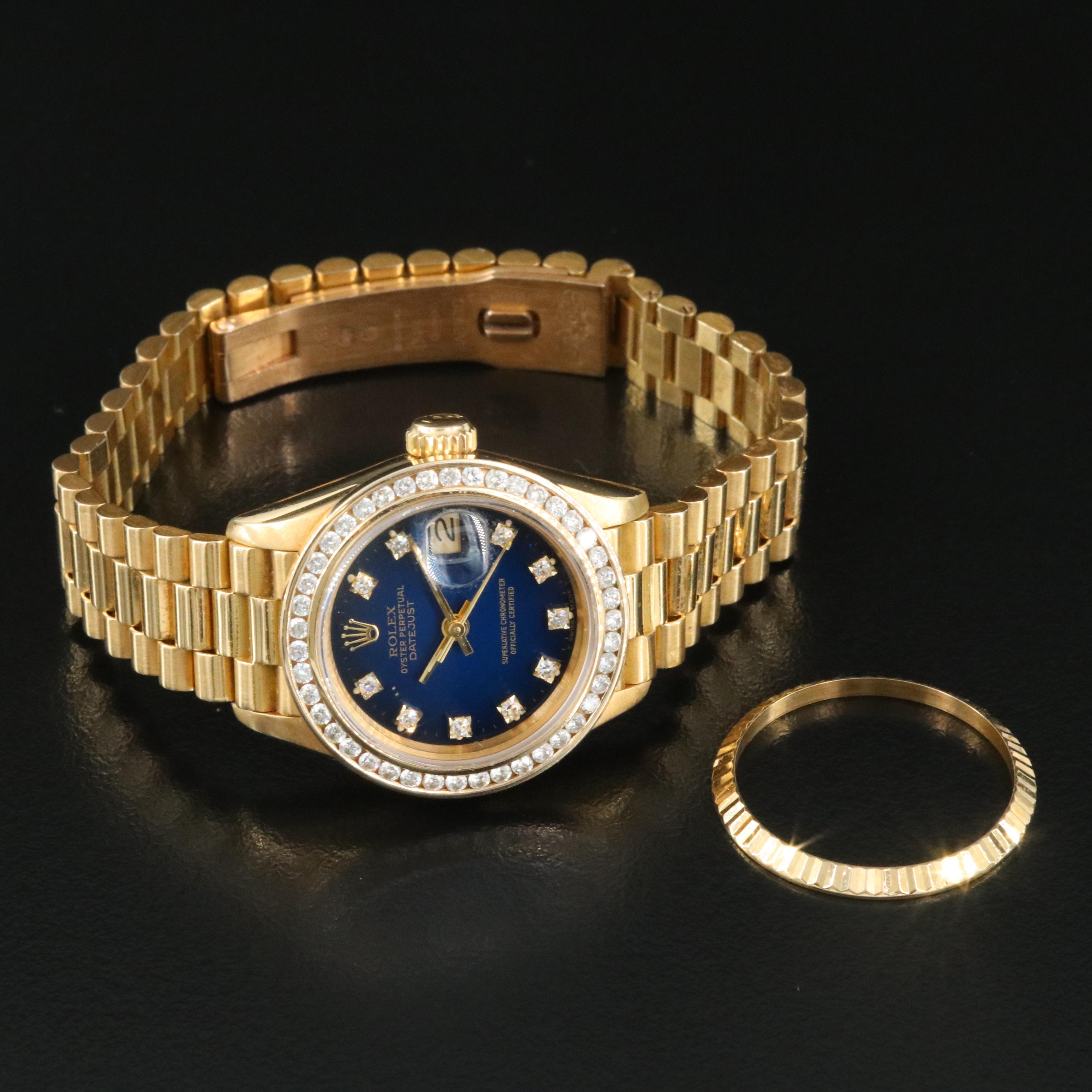 1984 Rolex Datejust 1.15 CTW Custom Diamond Dial & Bezel 18K Gold Watch