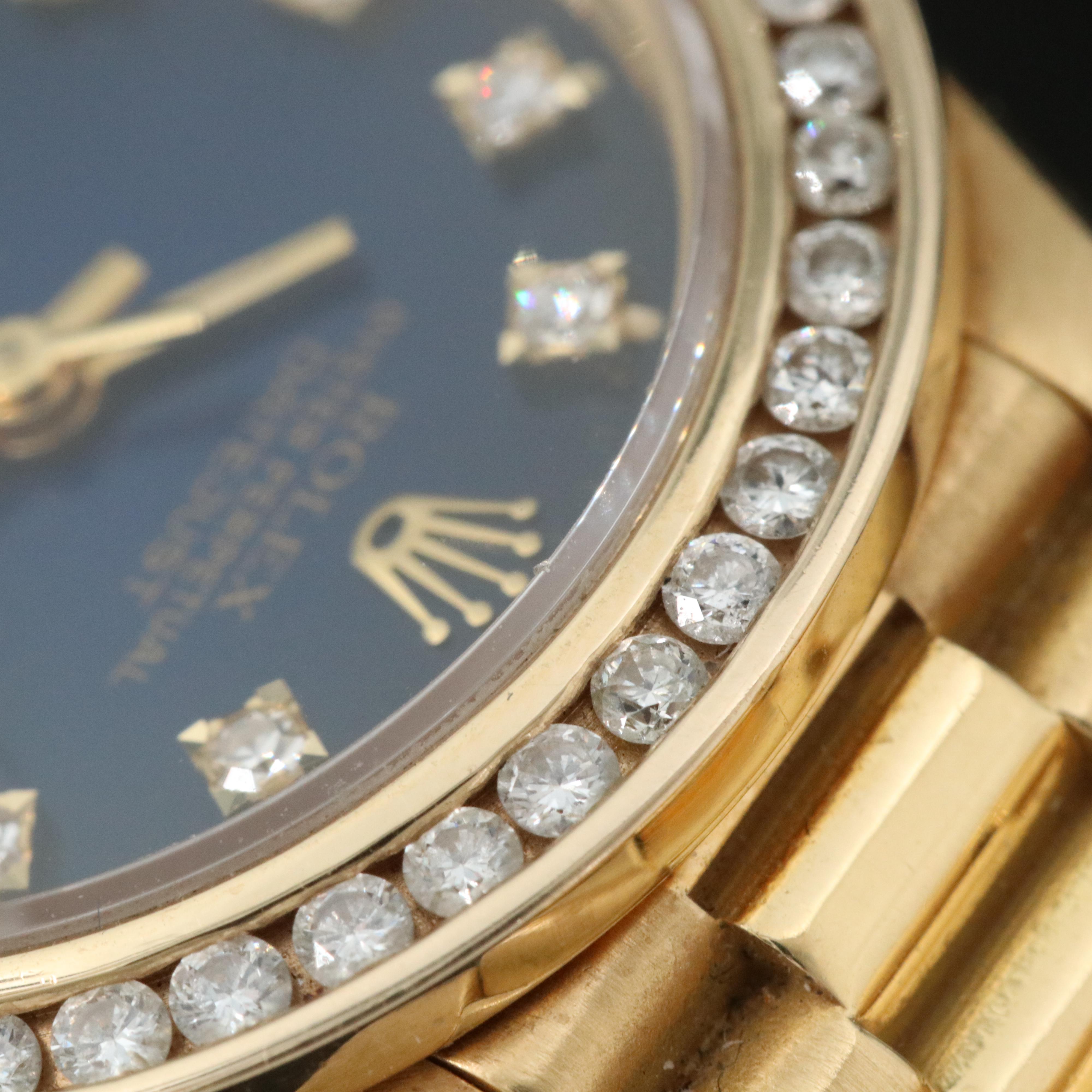 1984 Rolex Datejust 1.15 CTW Custom Diamond Dial & Bezel 18K Gold Watch