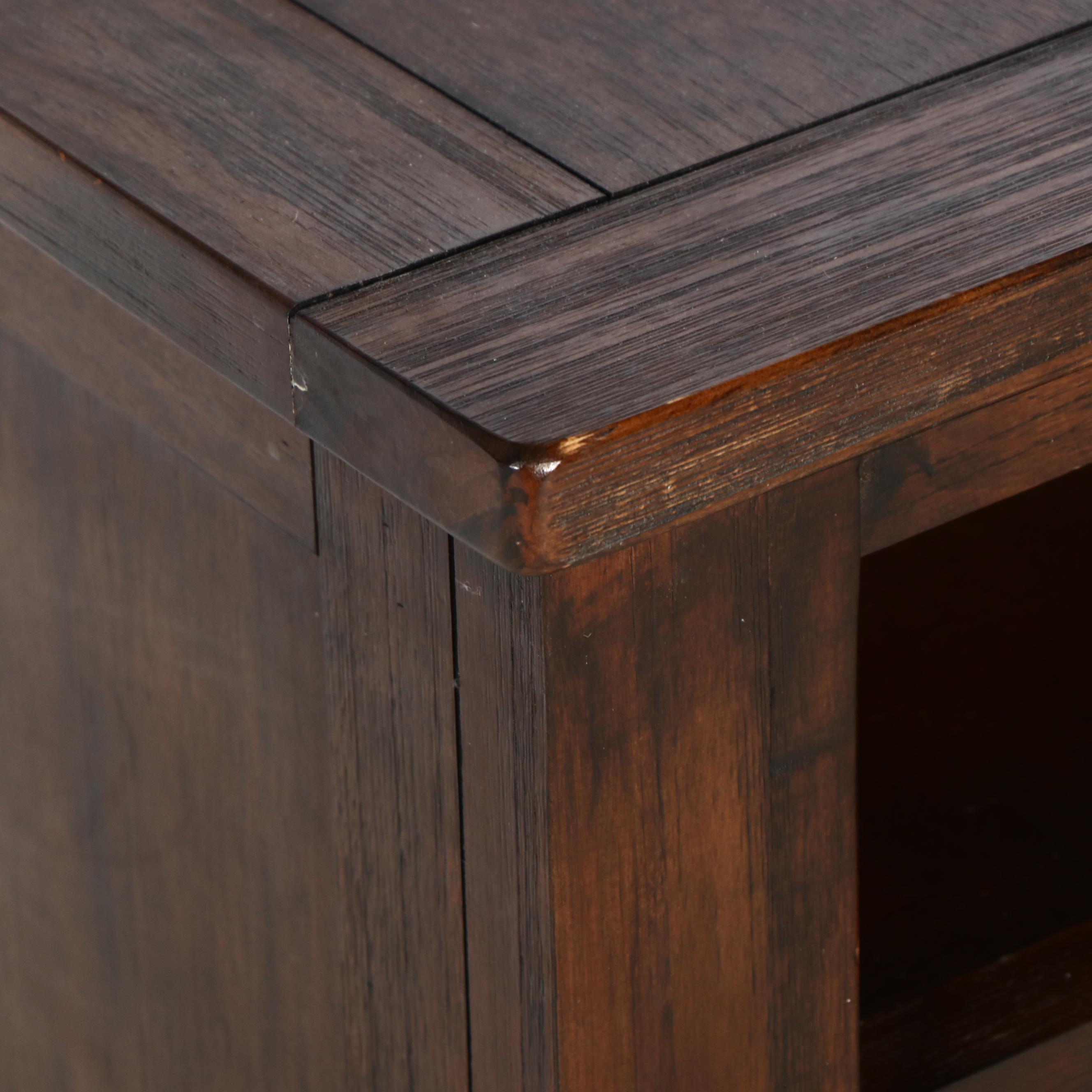 Arts & Crafts Style Oak Finish Side Tables with Charging Stations and Outlets