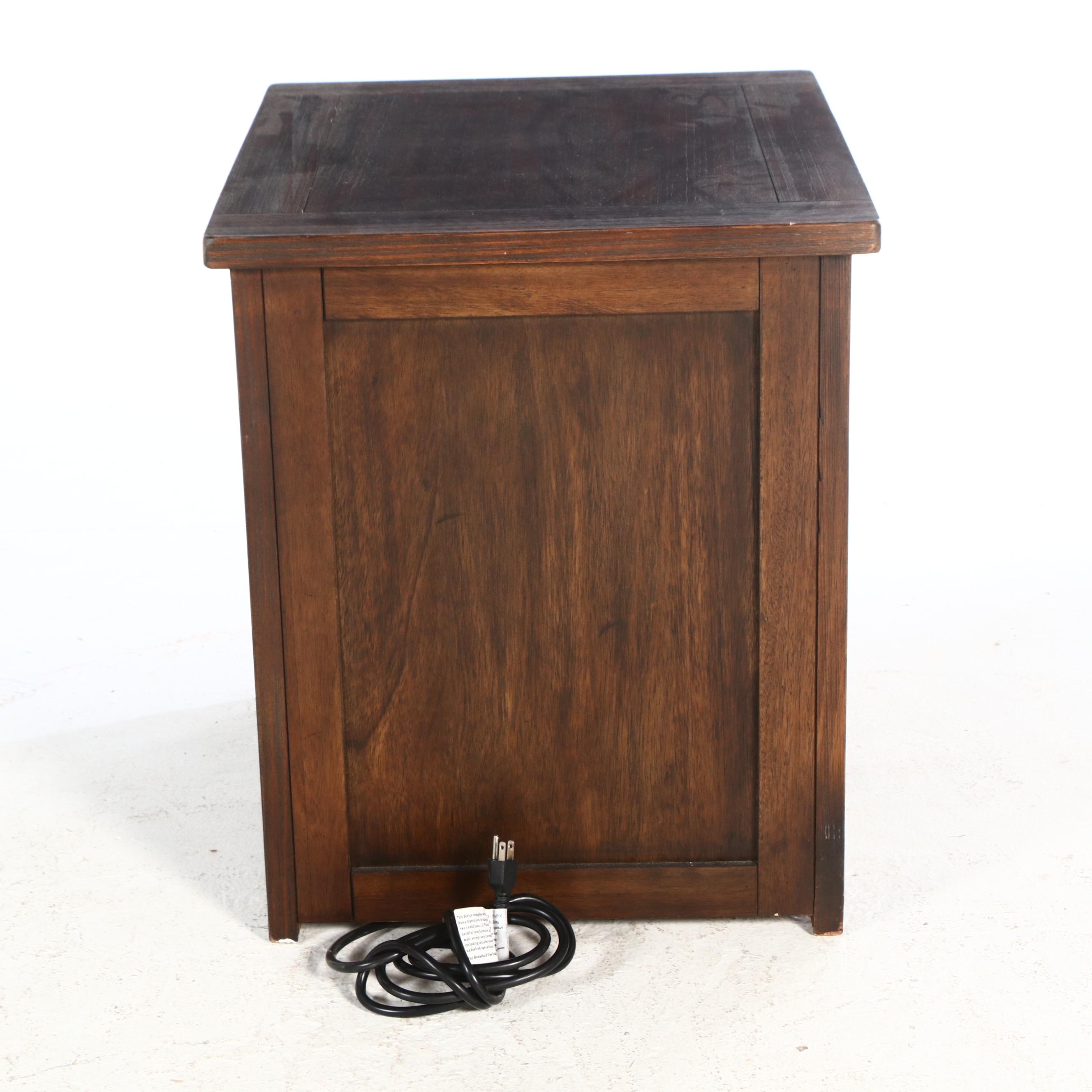 Arts & Crafts Style Oak Finish Side Tables with Charging Stations and Outlets