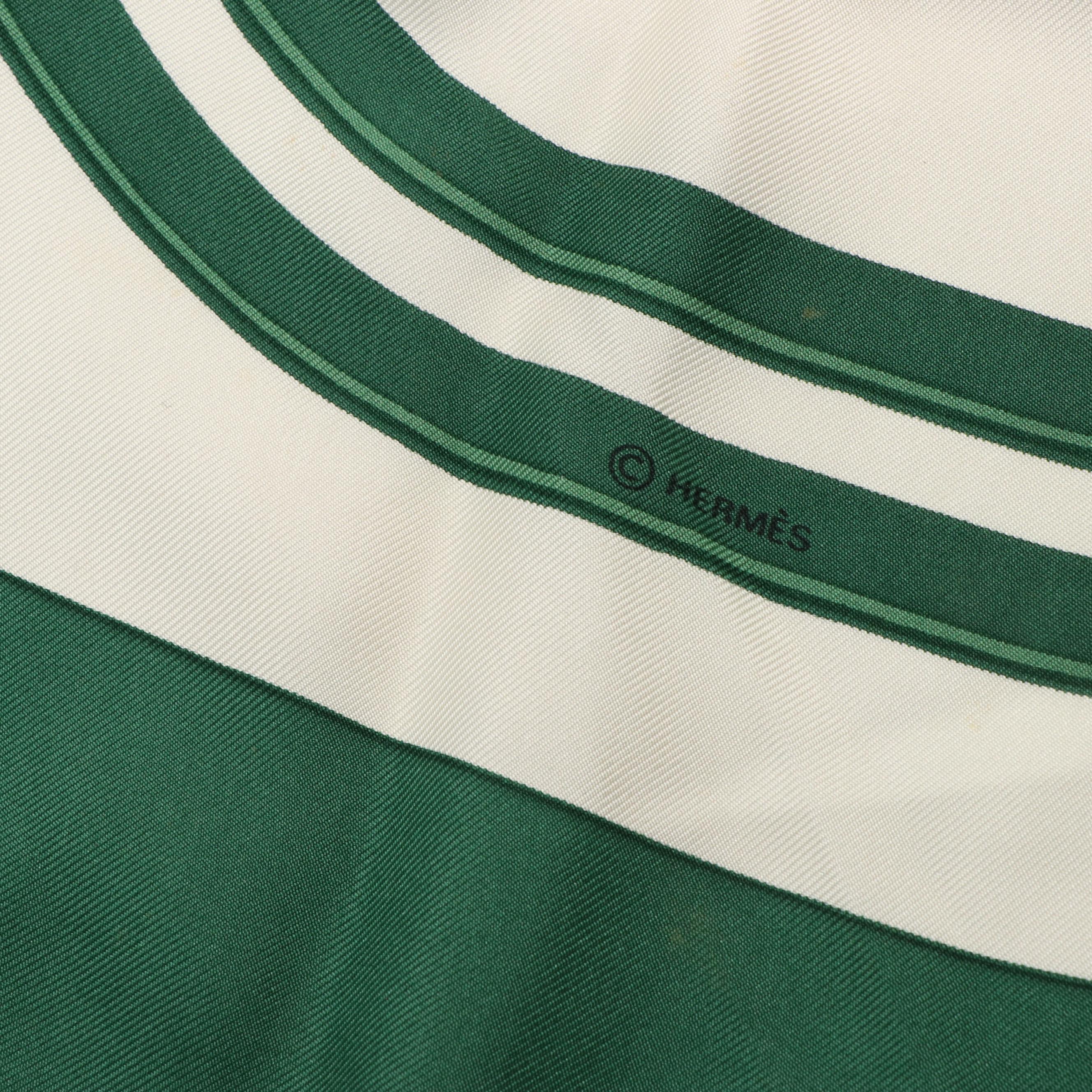 Hermès "Brides de Gala" Green and Gold Silk Scarf