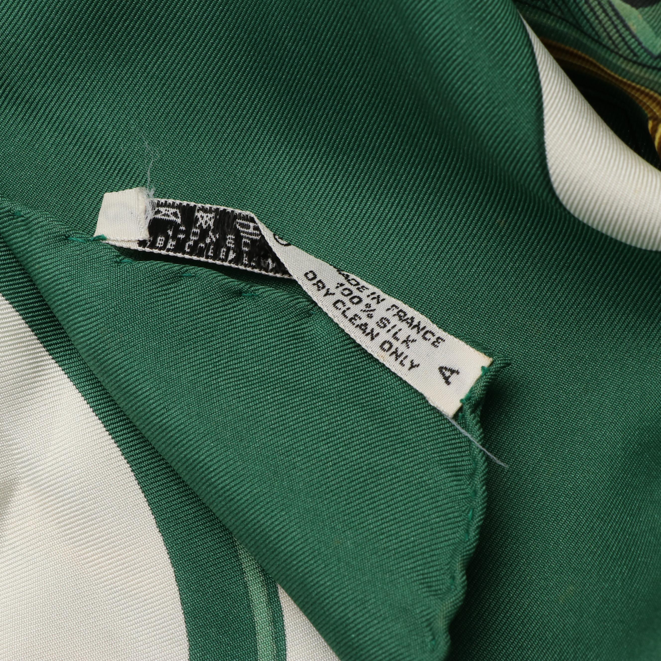 Hermès "Brides de Gala" Green and Gold Silk Scarf