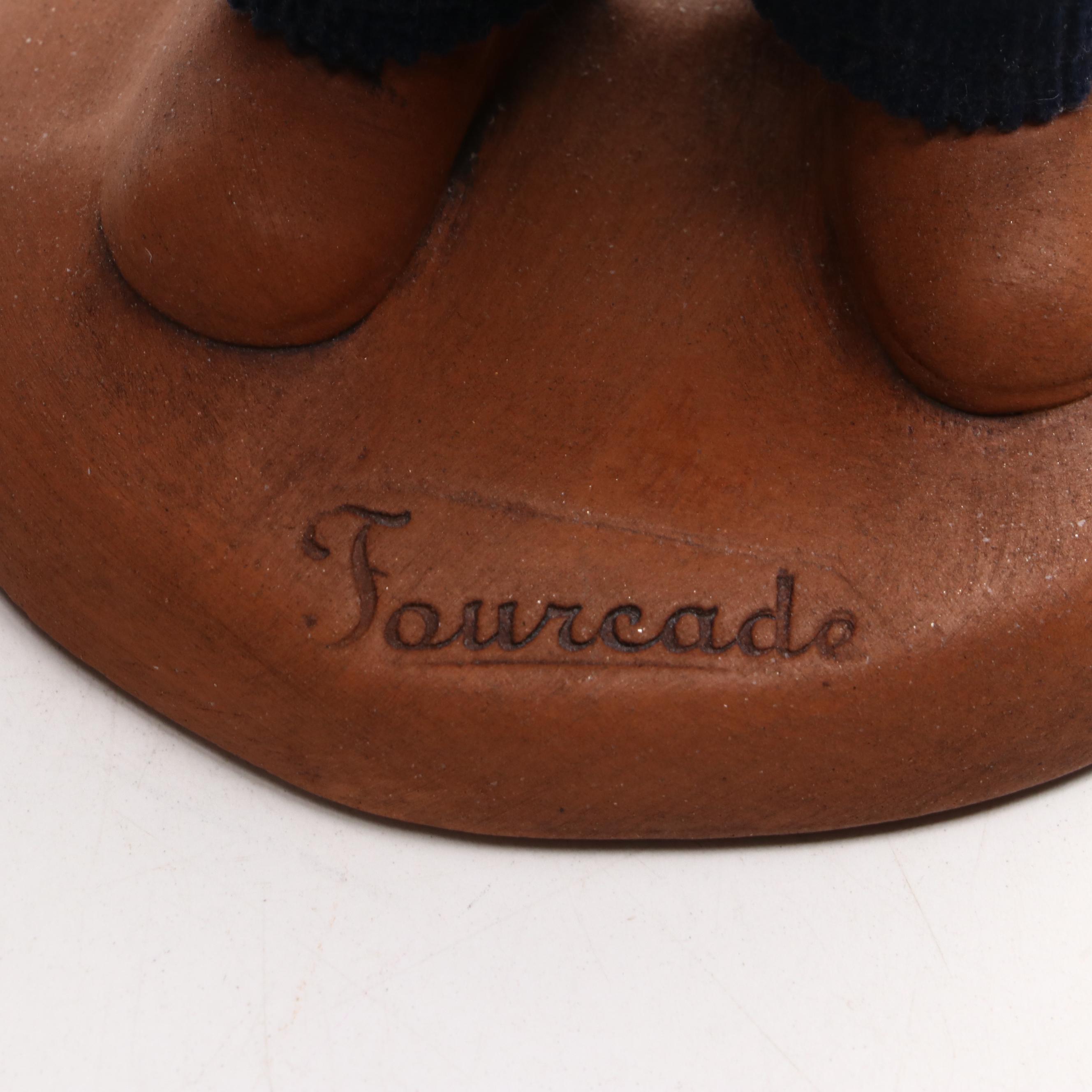 Santons de Provence Couple with Burled Wood Piano Shaped Music Box