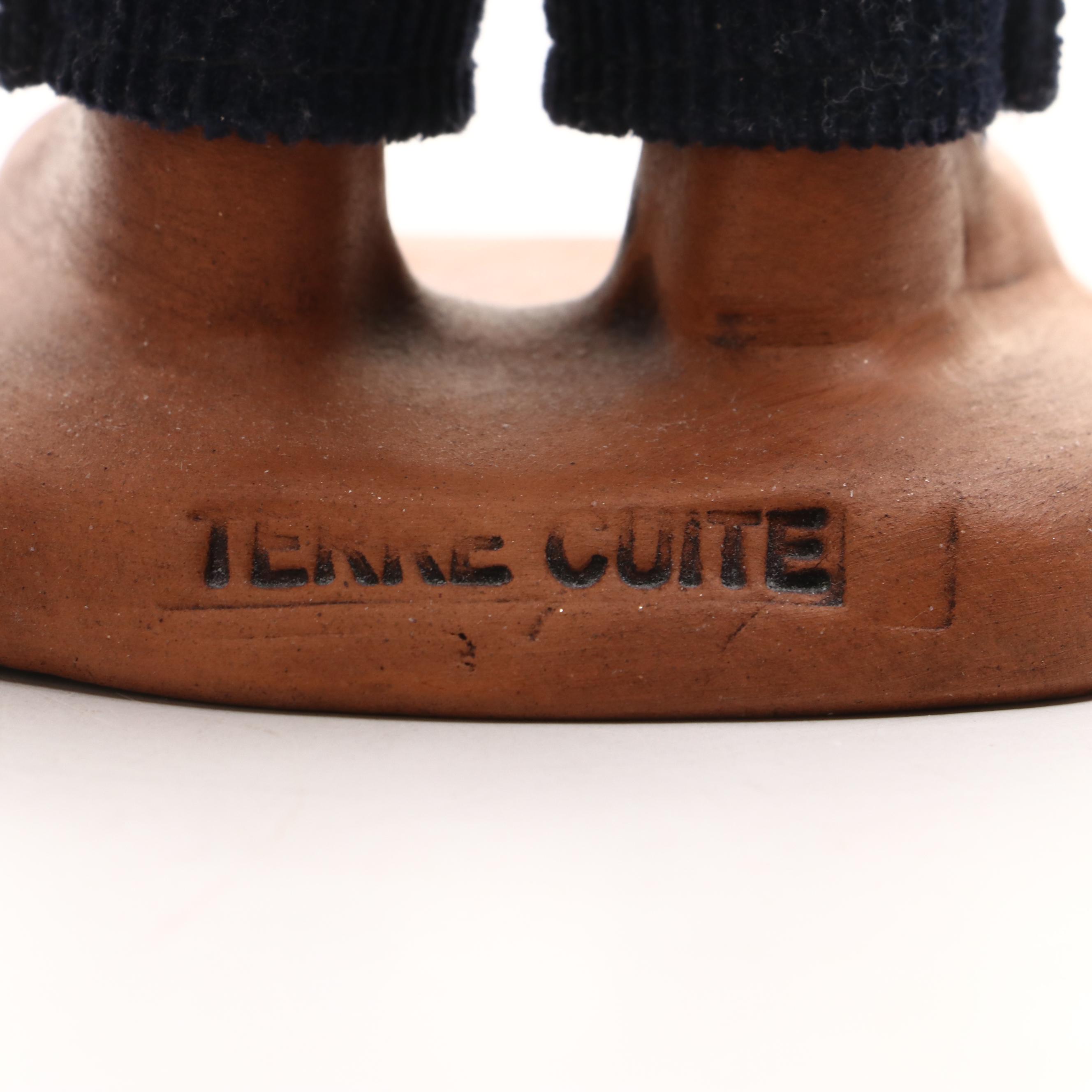 Santons de Provence Couple with Burled Wood Piano Shaped Music Box