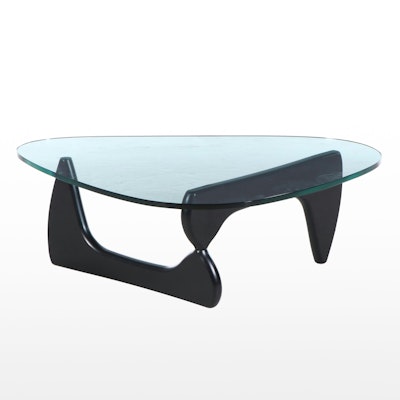 Mid Century Modern Noguchi Style Glass Top Coffee Table