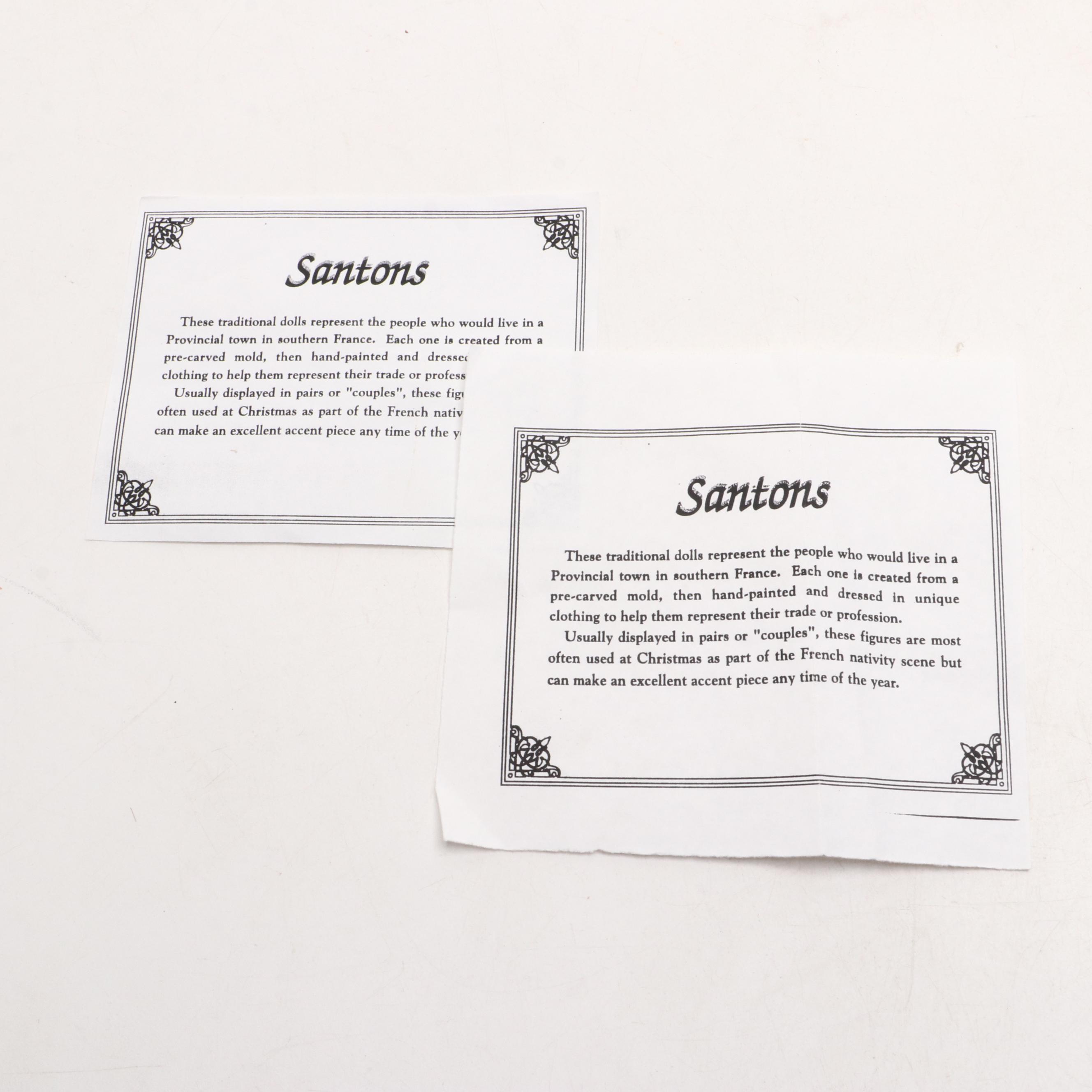 Santons de Provence Couple with Burled Wood Piano Shaped Music Box