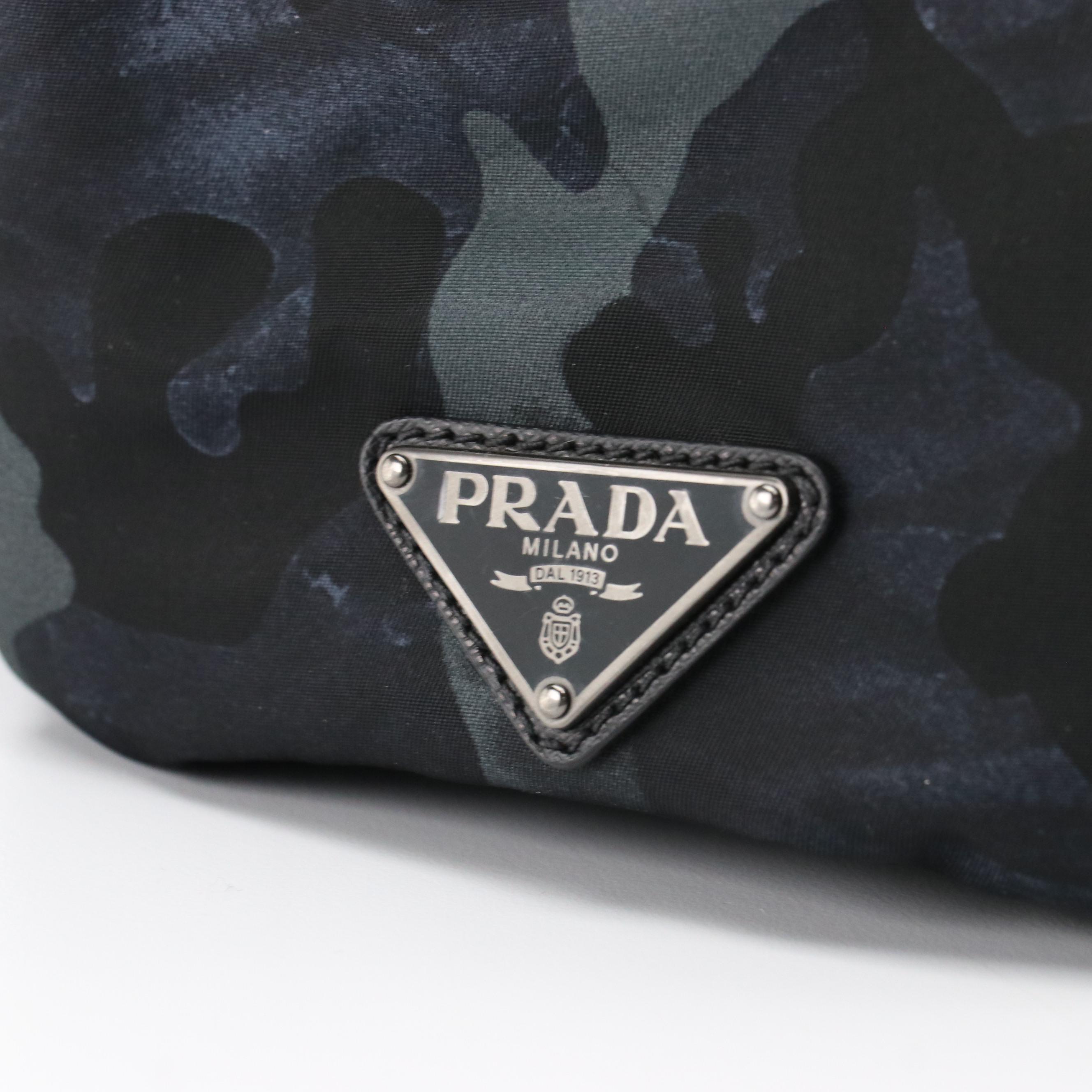 Prada Drawstring Rucksack Backpack in Blue Camouflage Nylon